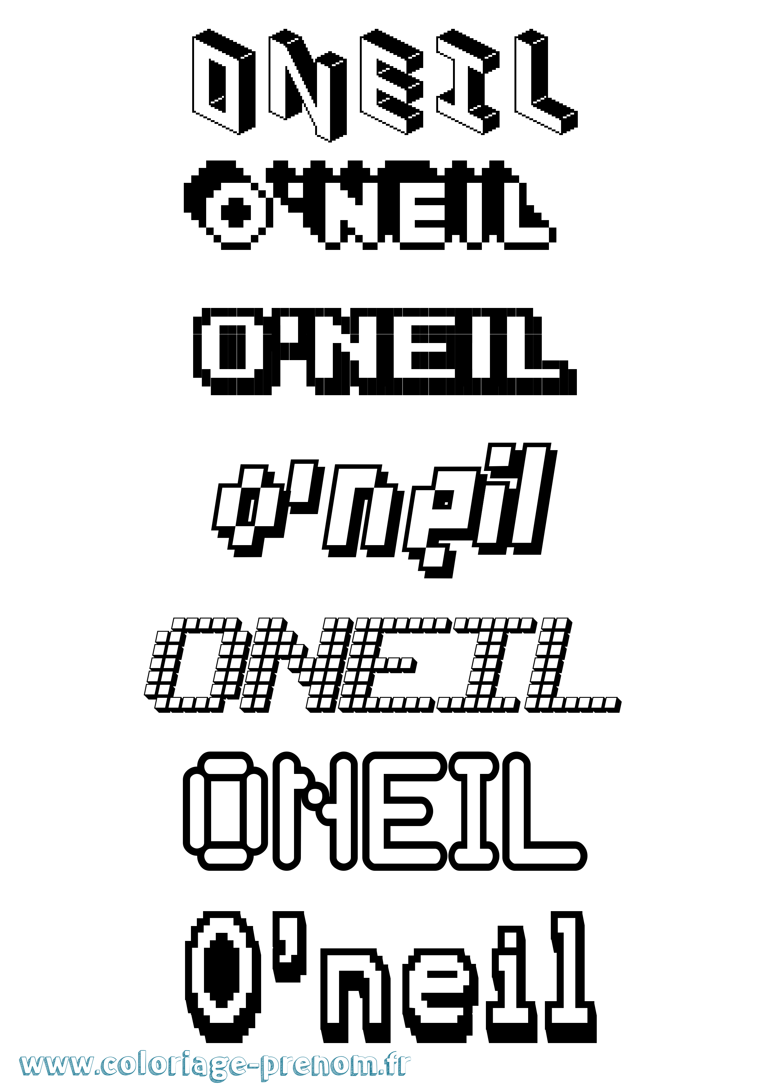 Coloriage O'Neil Pixel Coloriage prénom O'Neil Pixel
