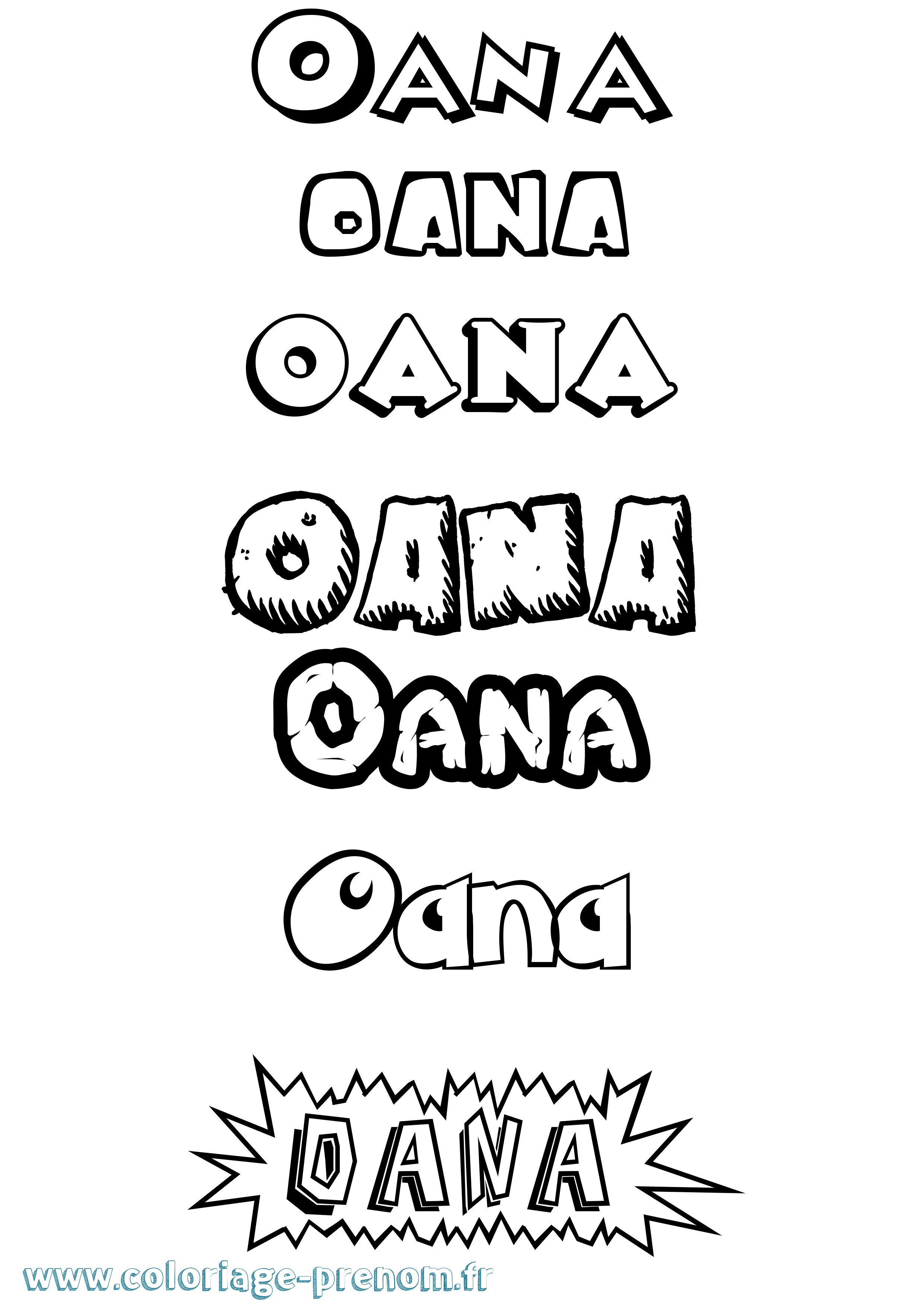 Coloriage prénom Oana Dessin Animé