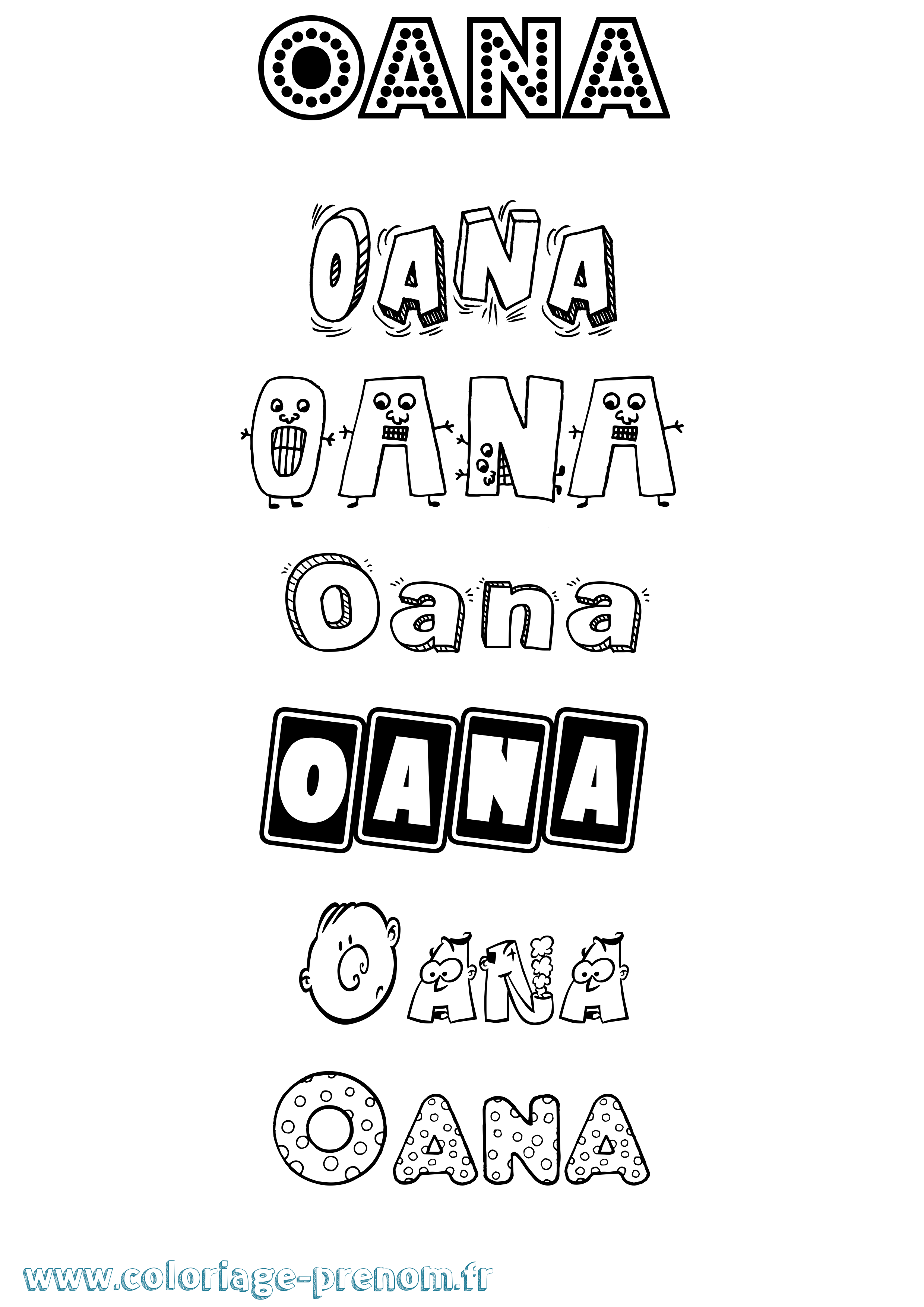 Coloriage prénom Oana Fun