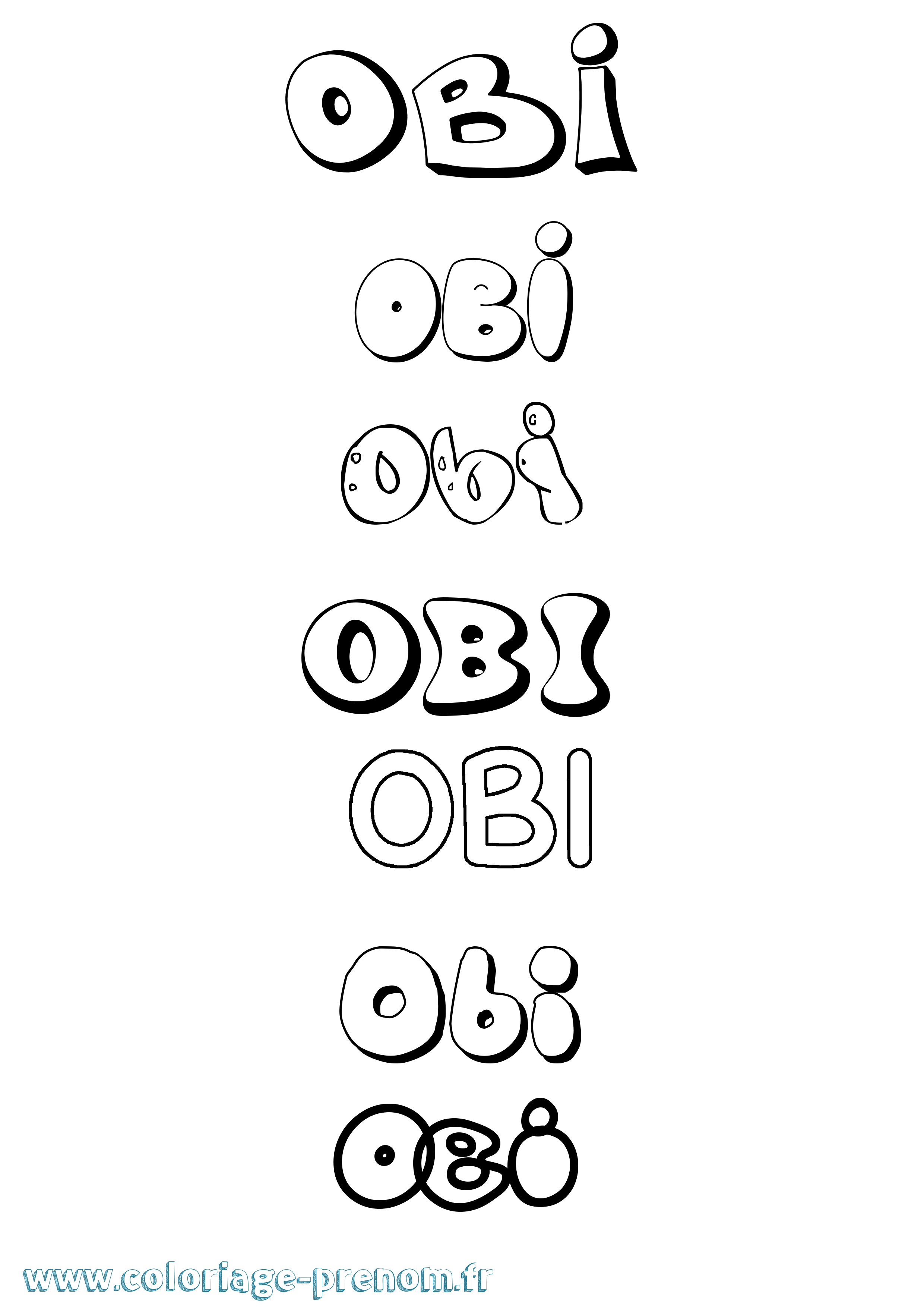 Coloriage prénom Obi Bubble