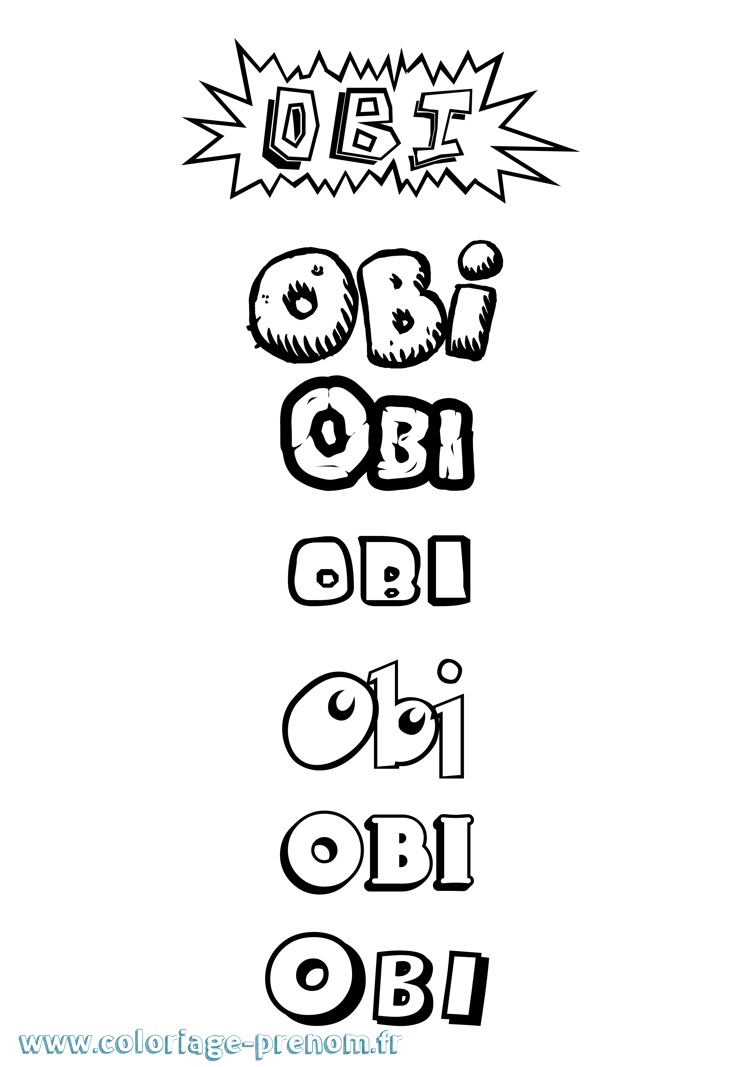 Coloriage prénom Obi Dessin Animé