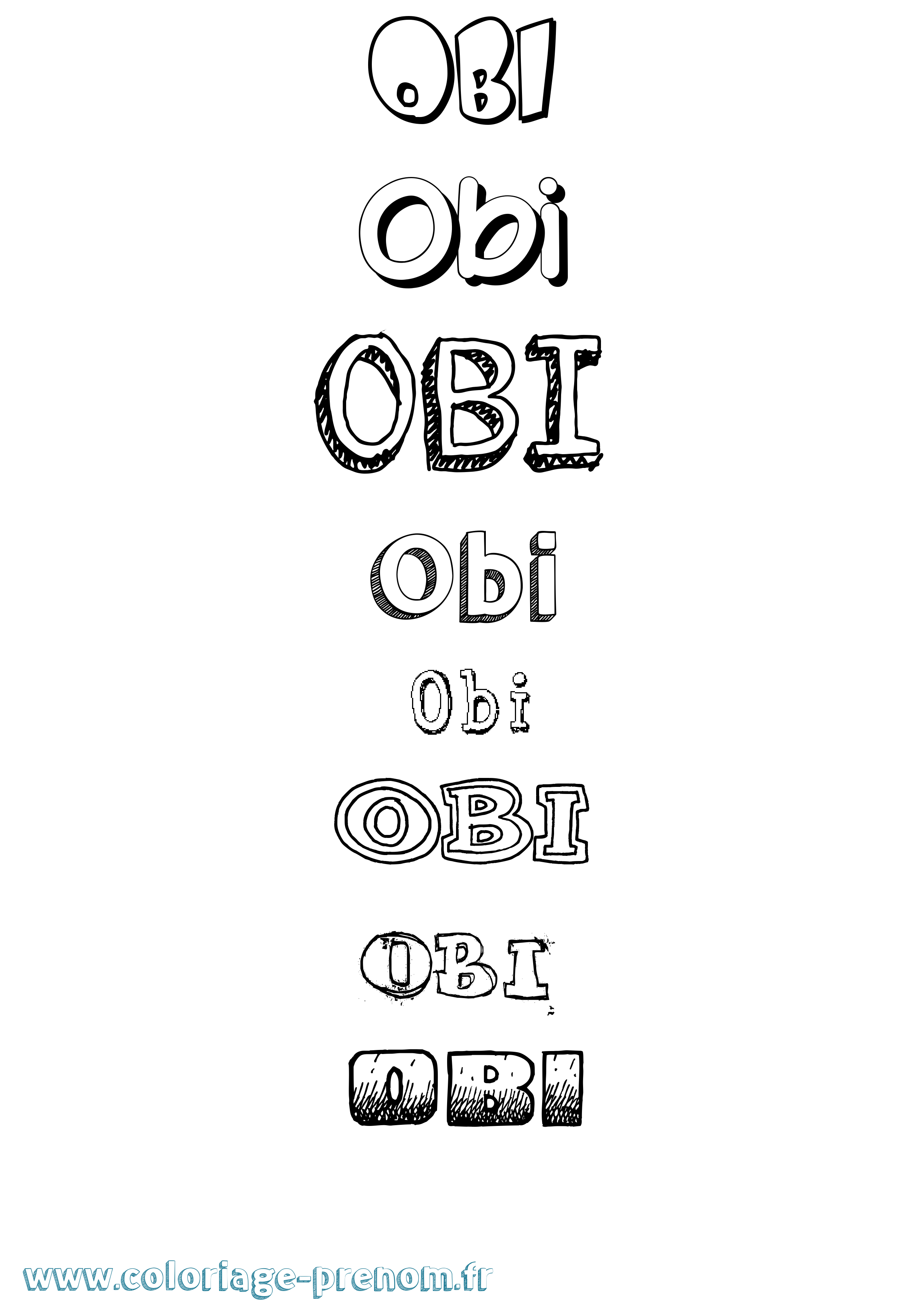 Coloriage prénom Obi Dessiné