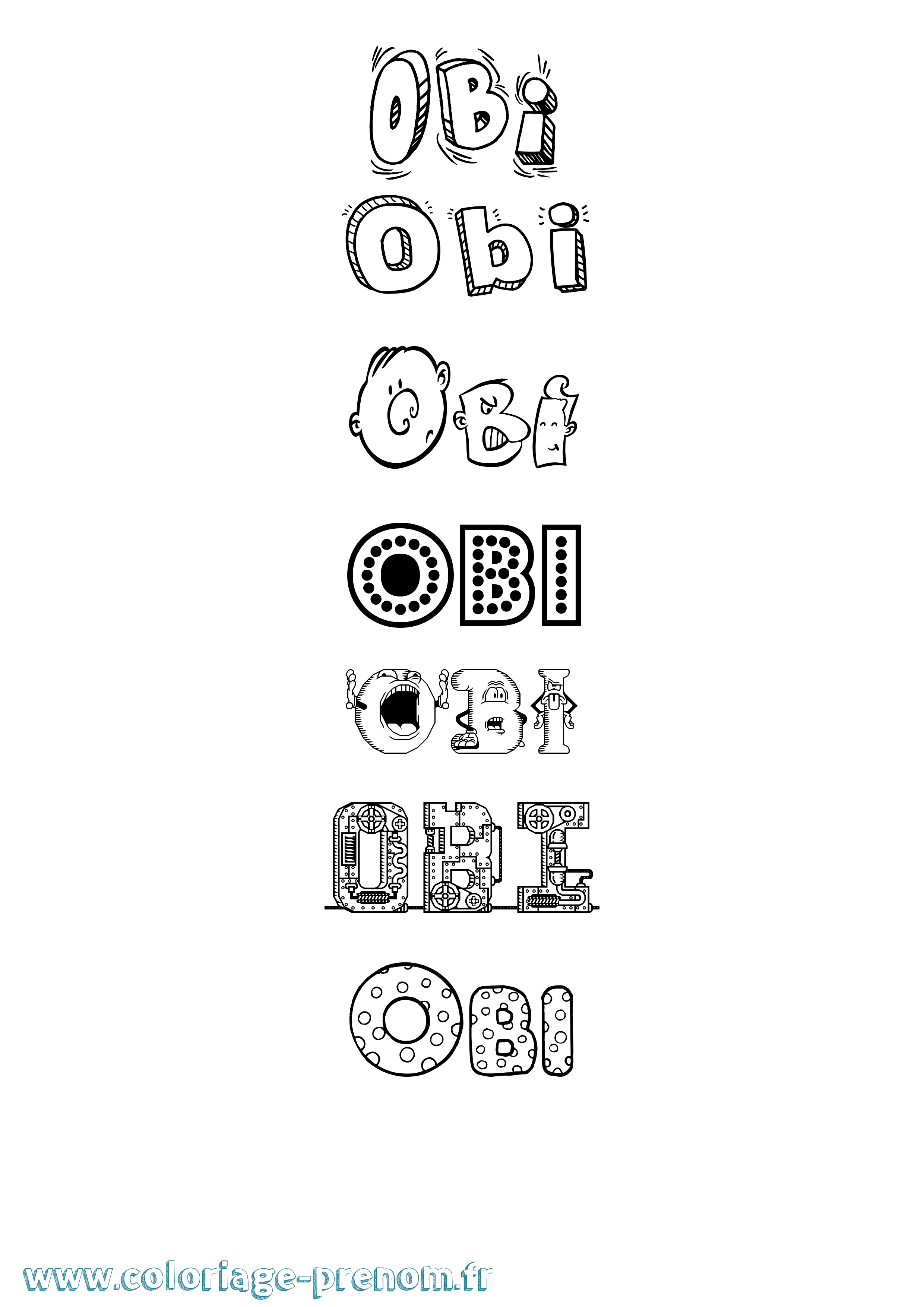 Coloriage prénom Obi Fun