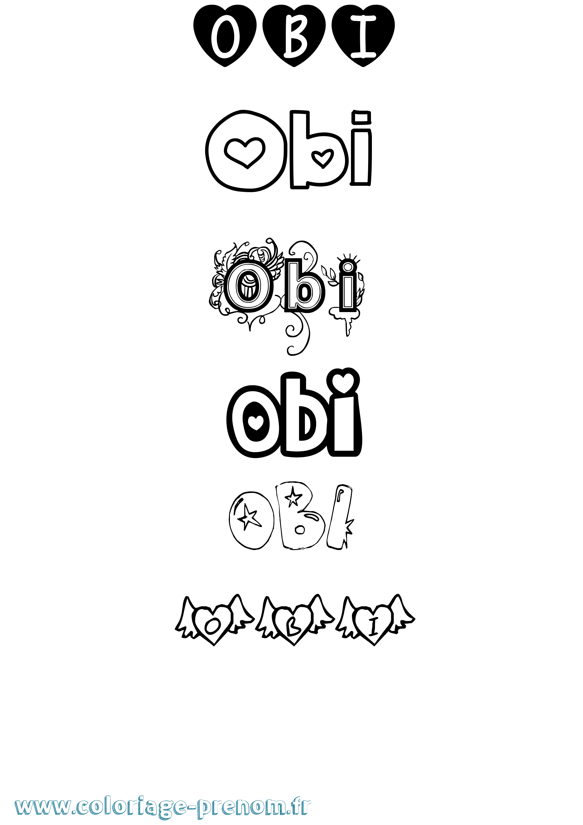 Coloriage prénom Obi Girly