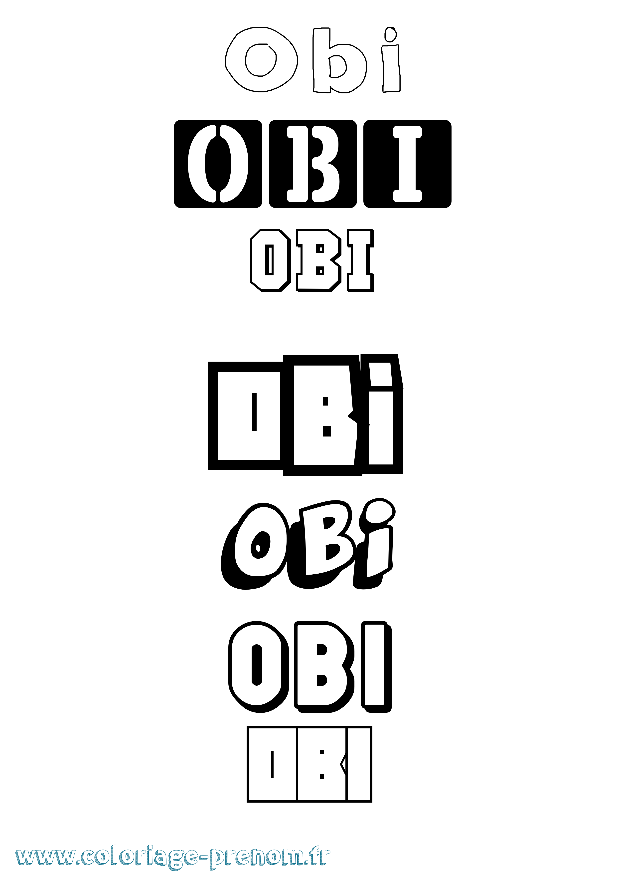 Coloriage prénom Obi Simple