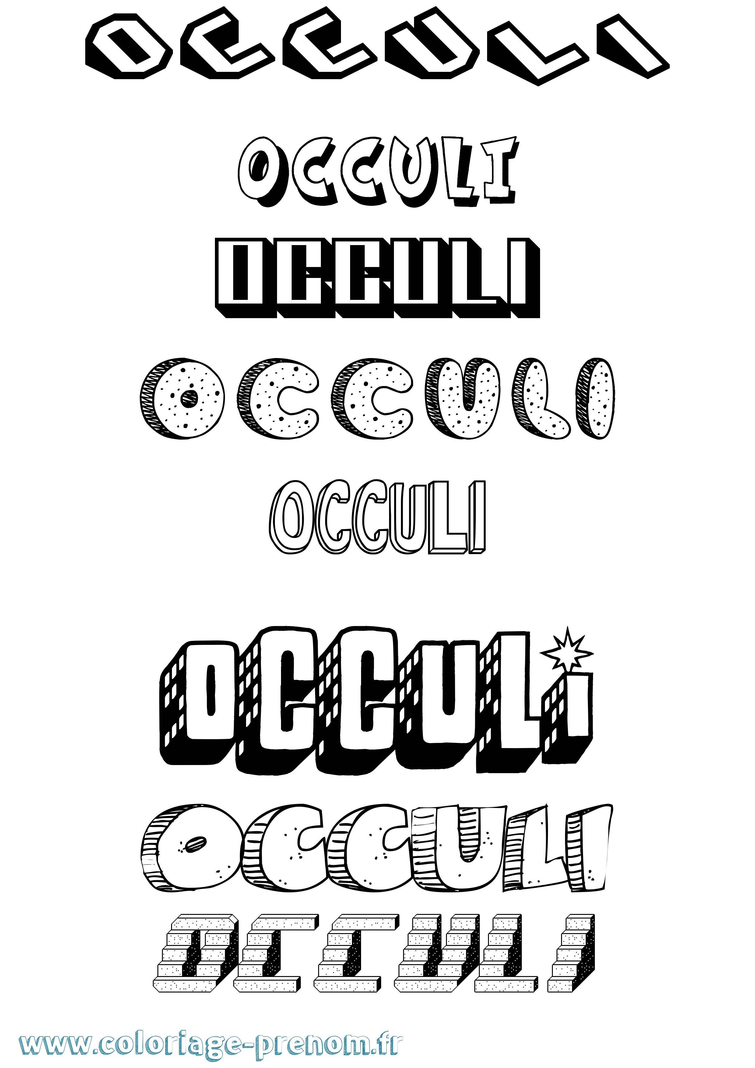 Coloriage prénom Occuli Effet 3D
