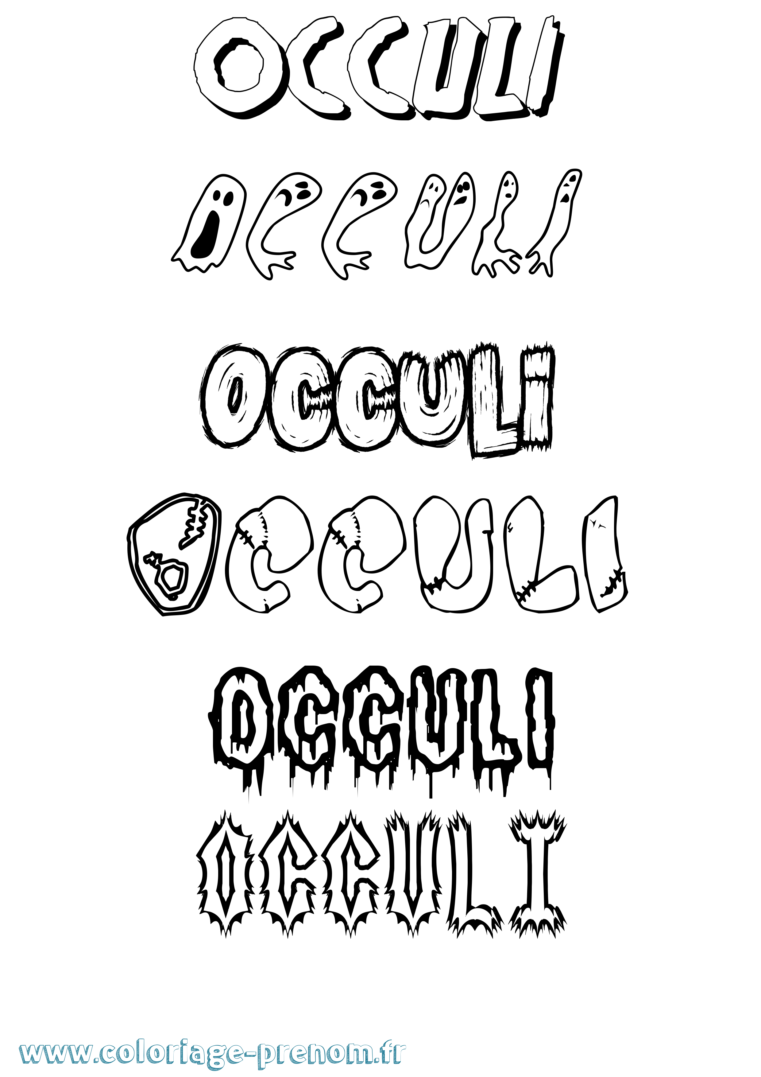 Coloriage prénom Occuli Frisson