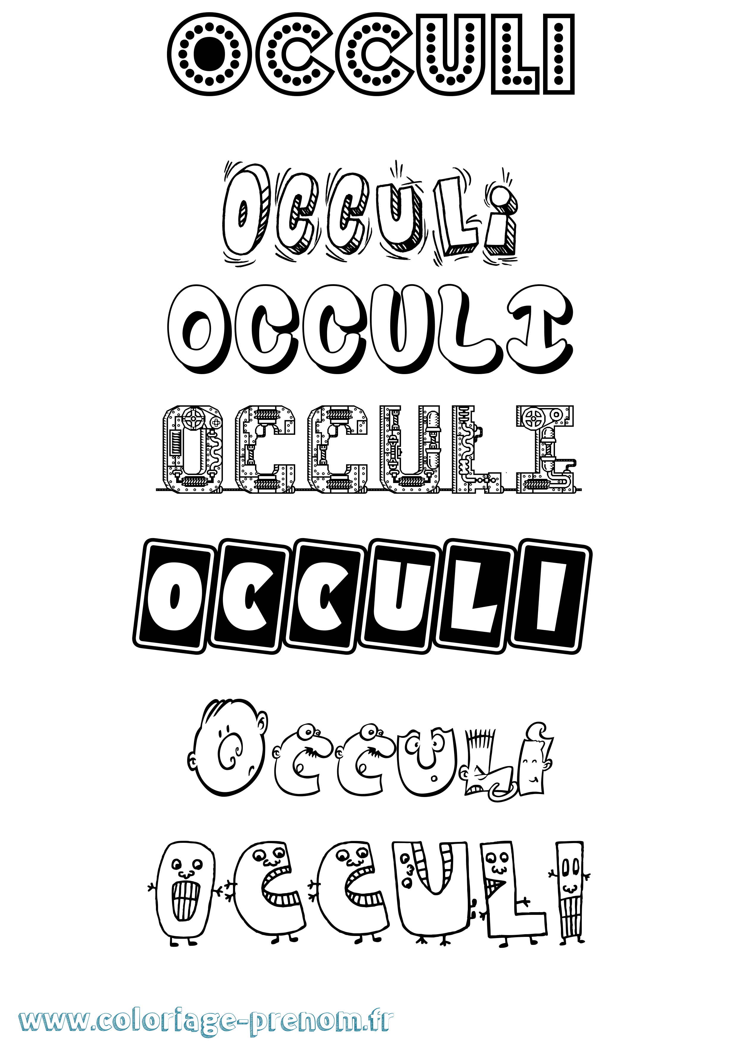 Coloriage prénom Occuli Fun