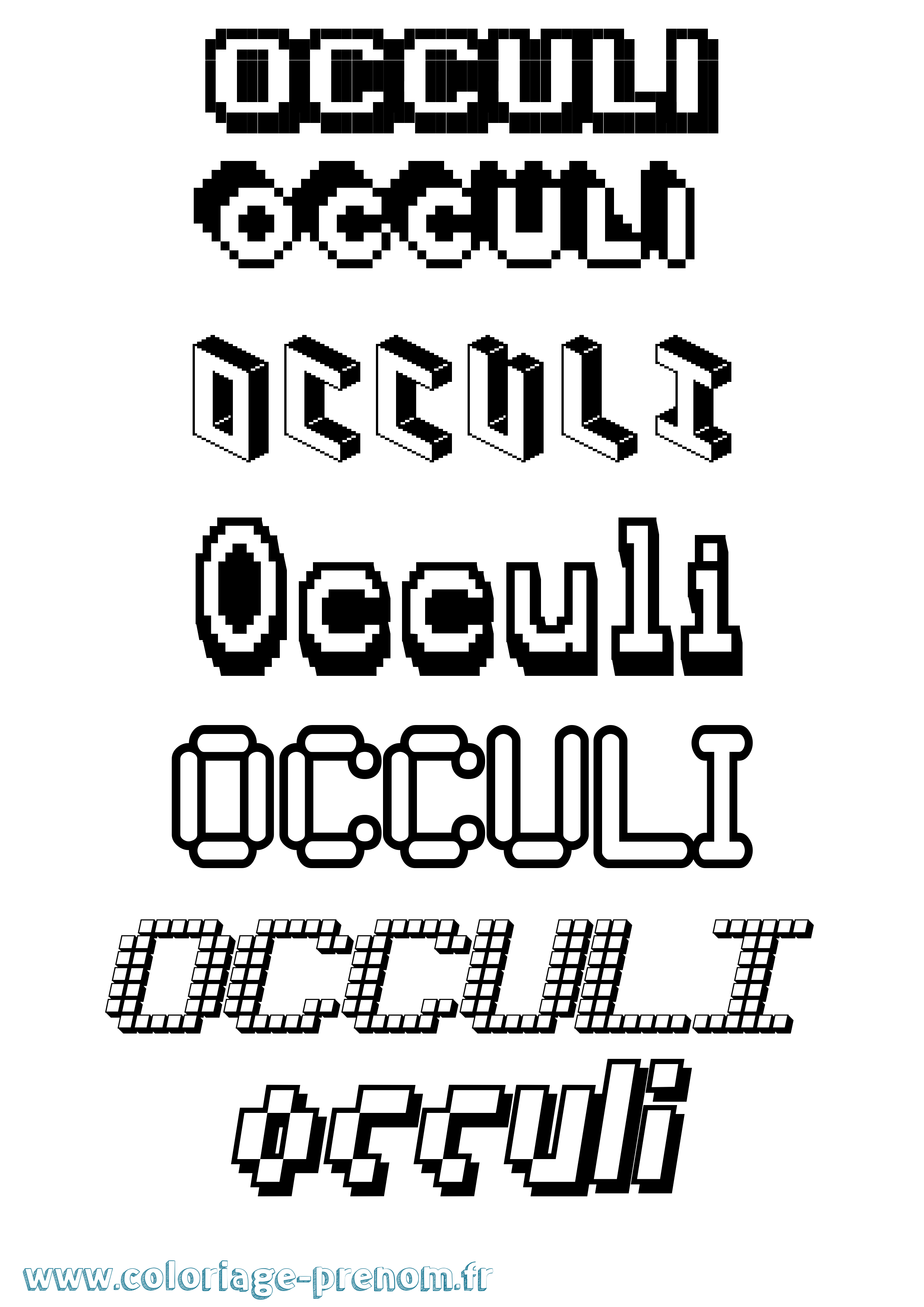 Coloriage prénom Occuli Pixel