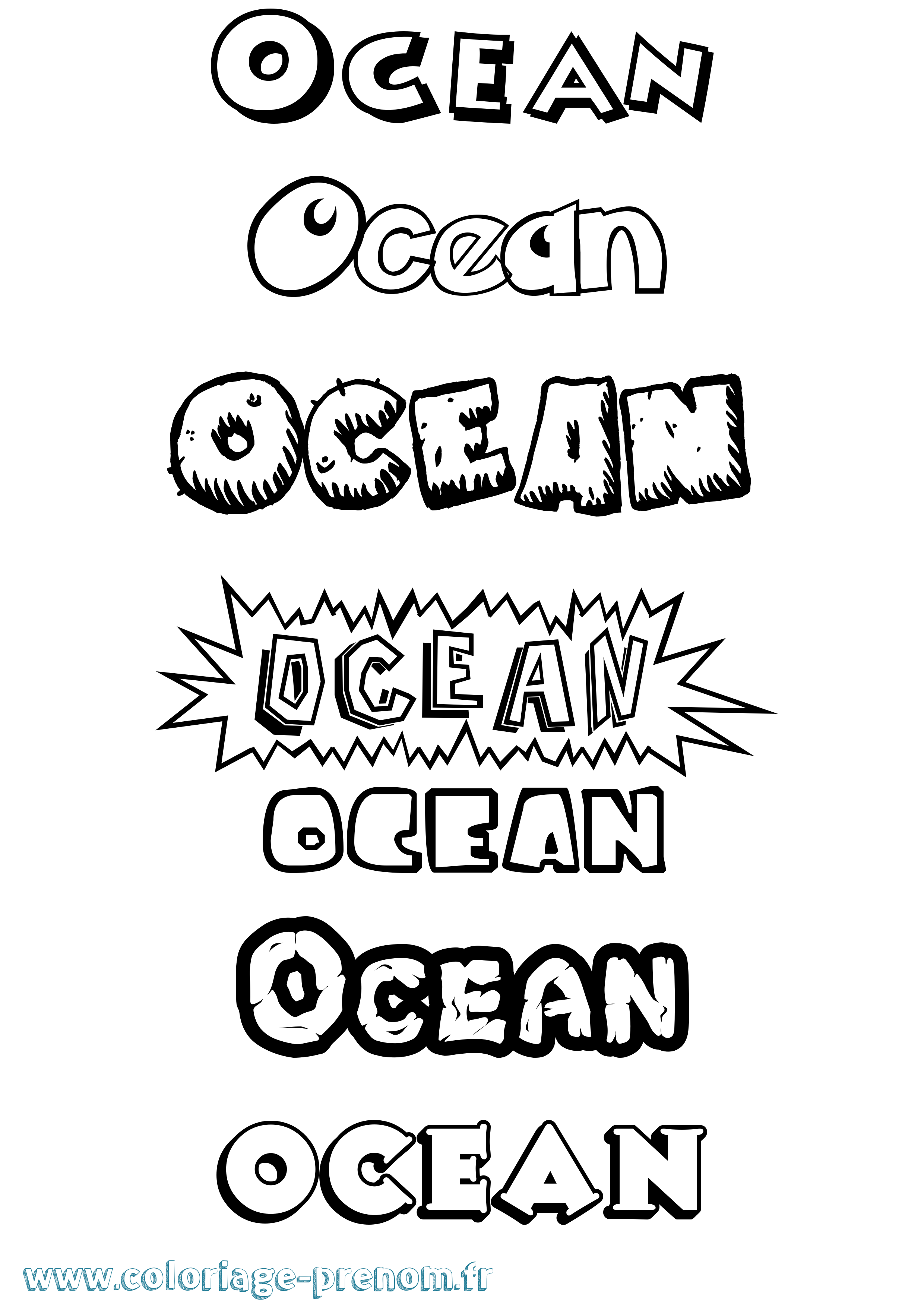 Coloriage Ocean Dessin Animé Coloriage prénom Ocean Dessin Animé