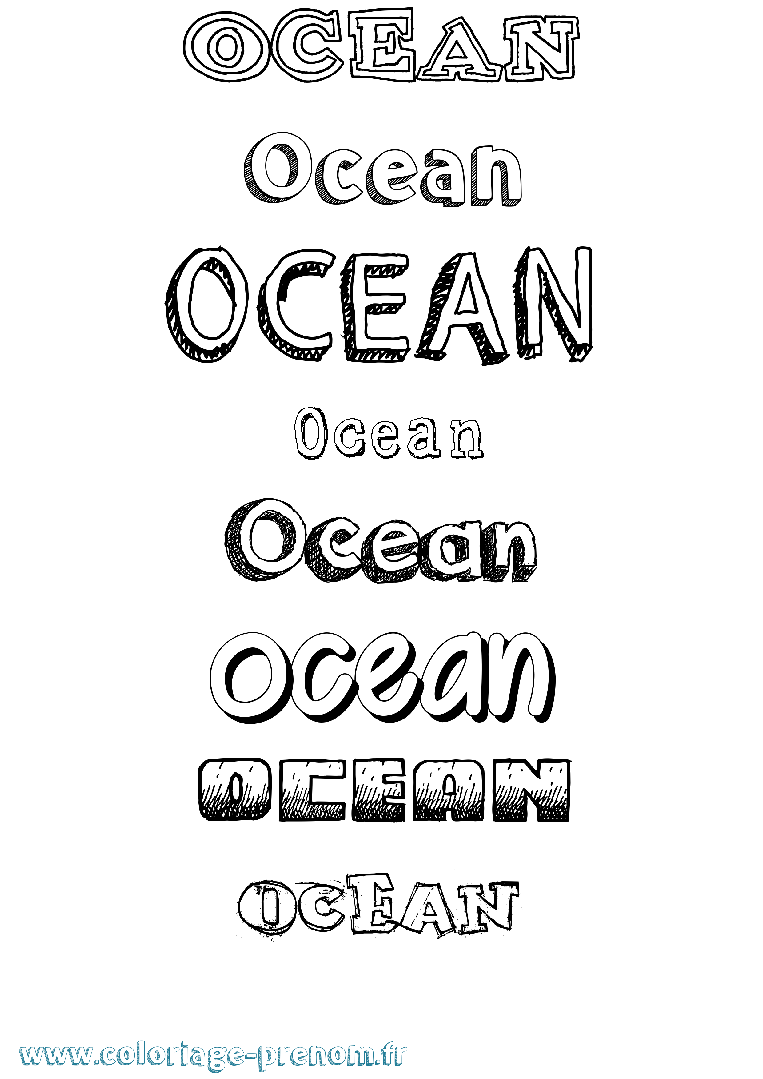 Coloriage Ocean Dessiné Coloriage prénom Ocean Dessiné