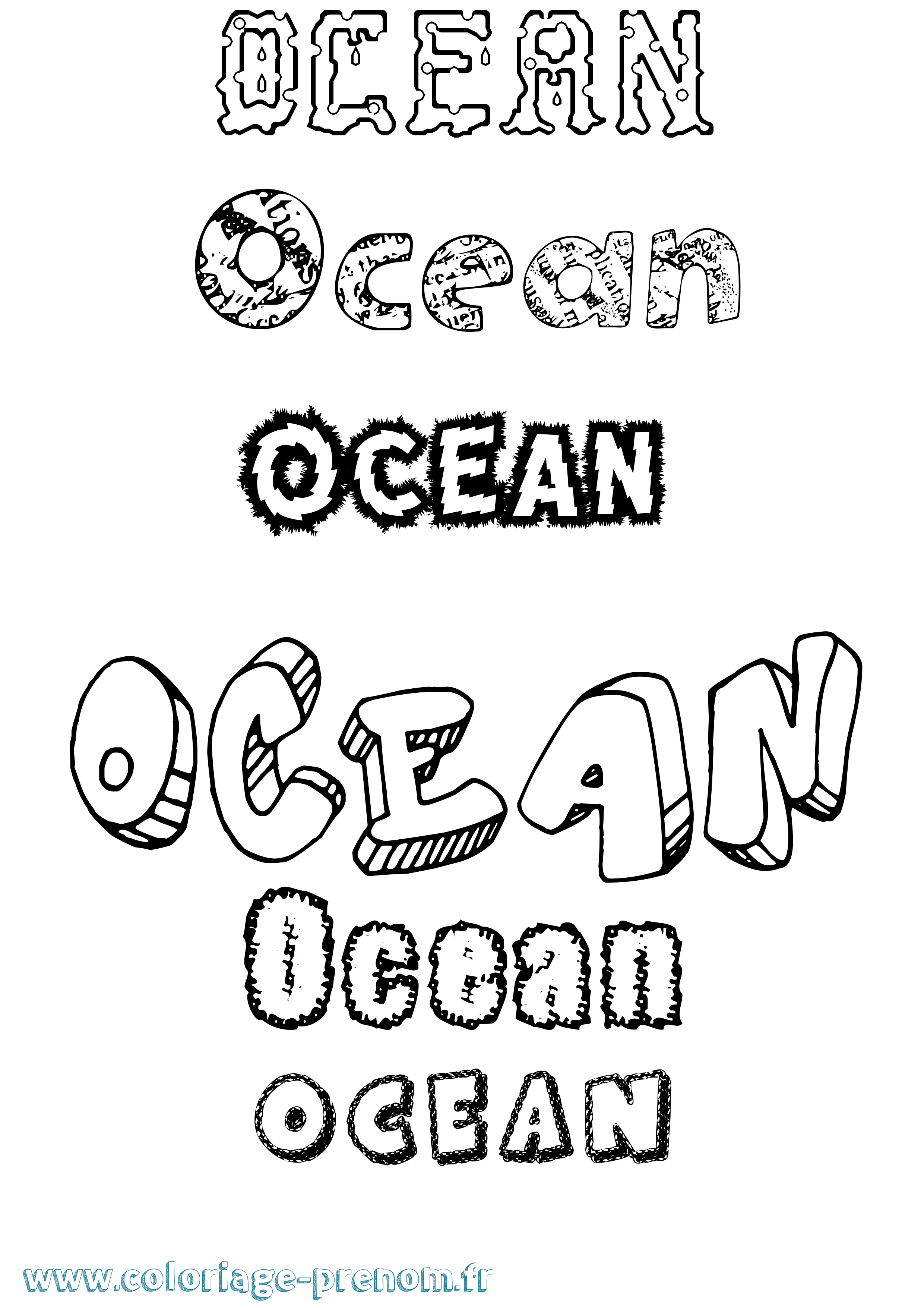 Coloriage Ocean Destructuré Coloriage prénom Ocean Destructuré