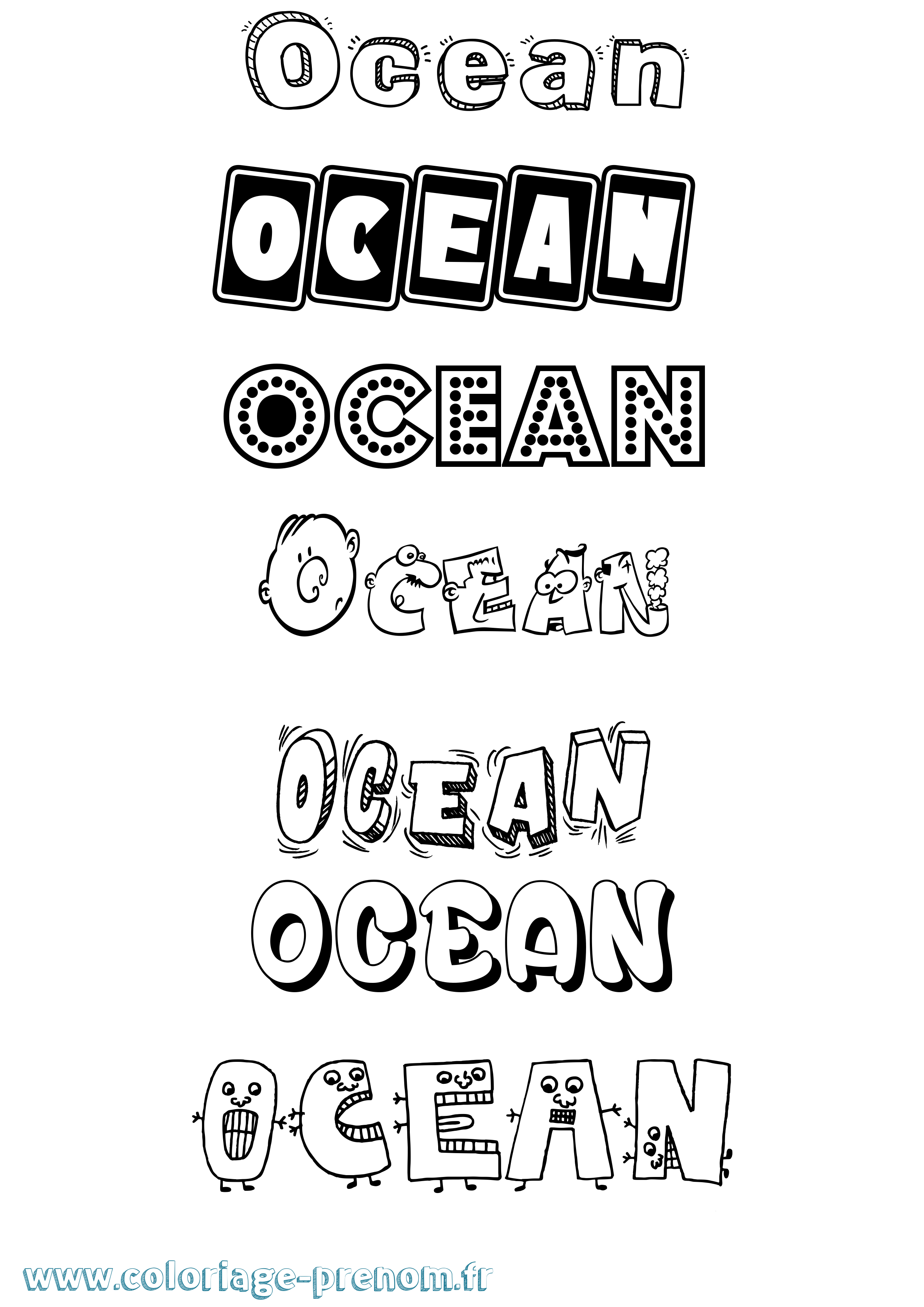 Coloriage Ocean Fun Coloriage prénom Ocean Fun
