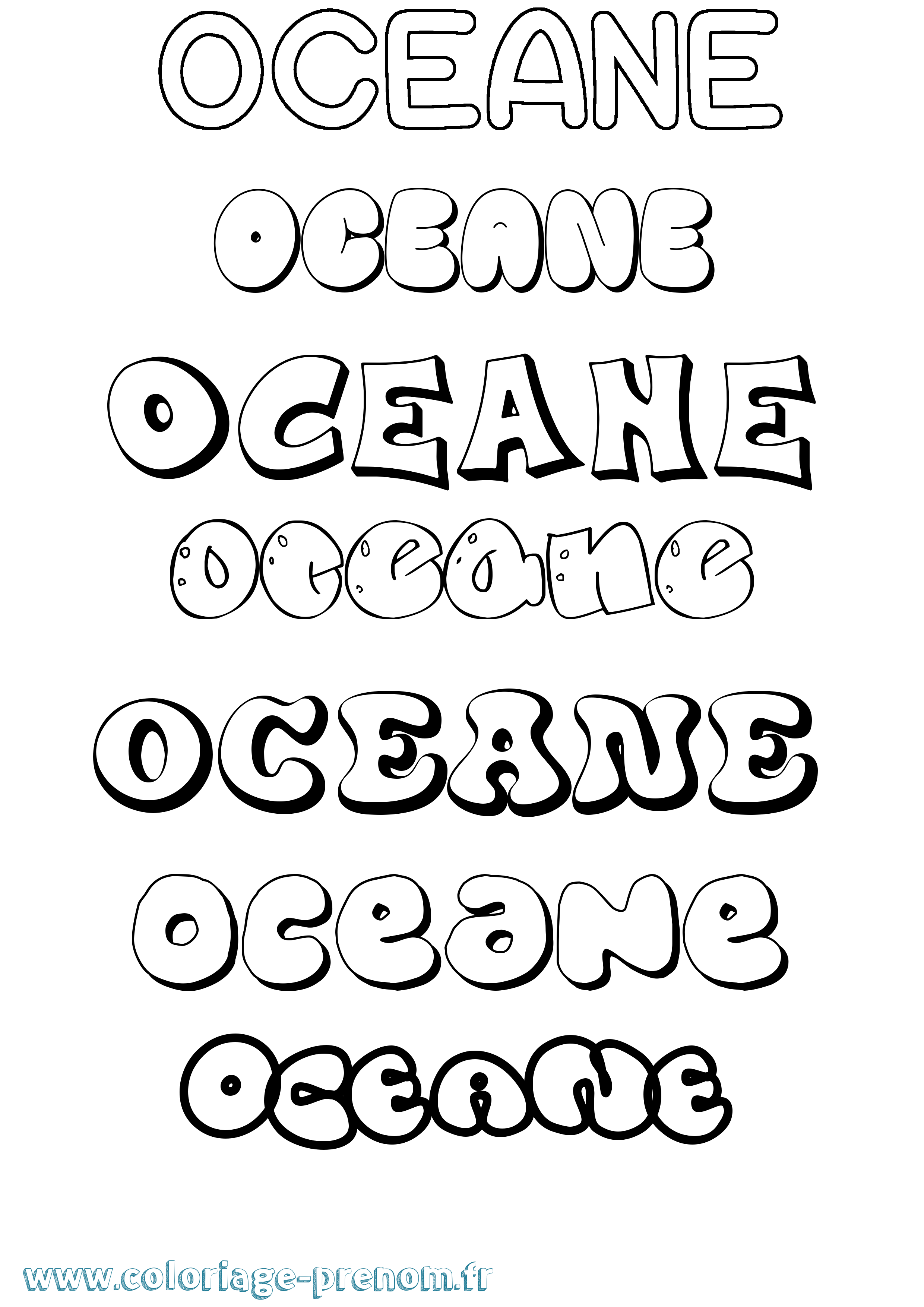 Coloriage prénom Oceane