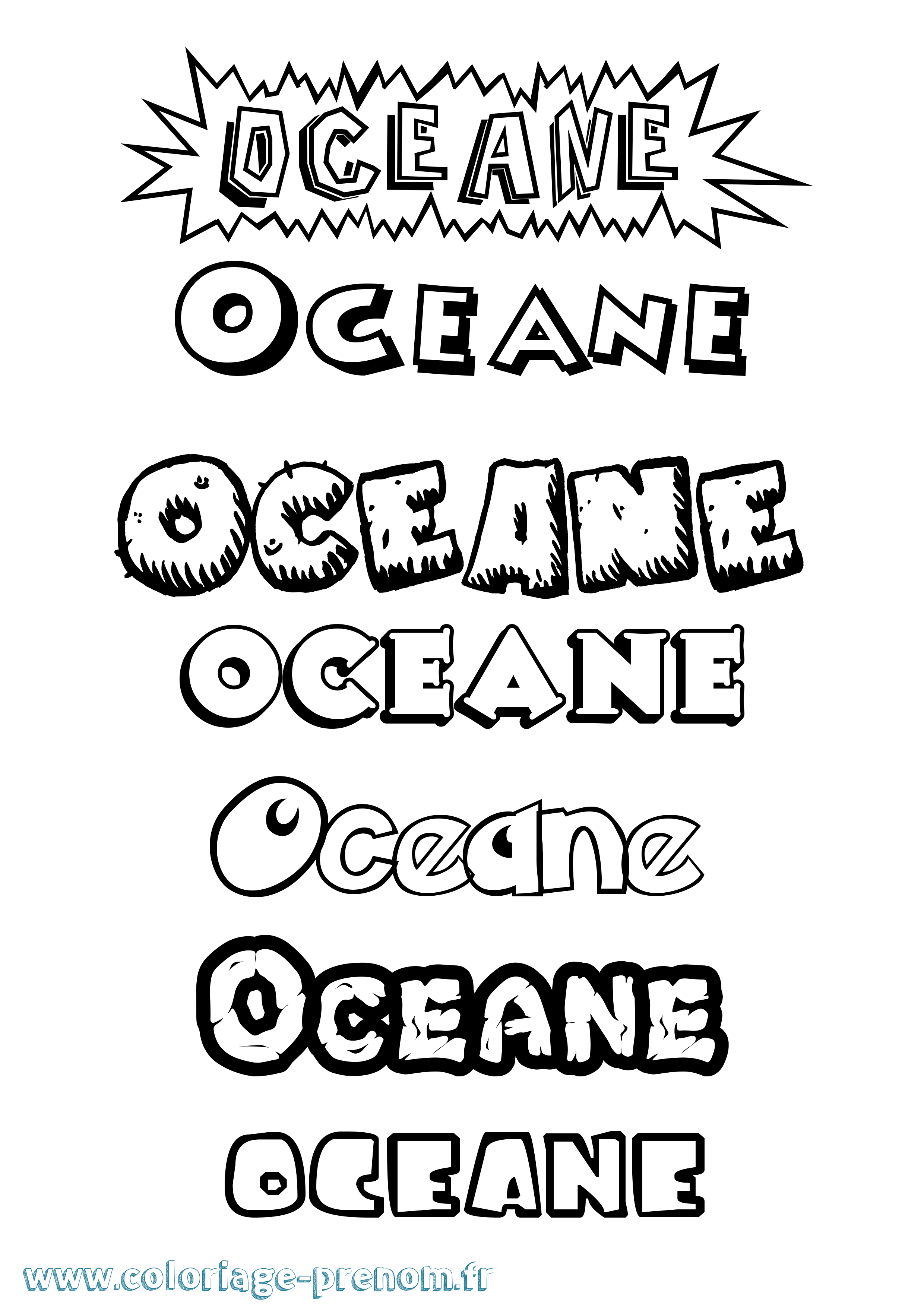 Coloriage prénom Oceane