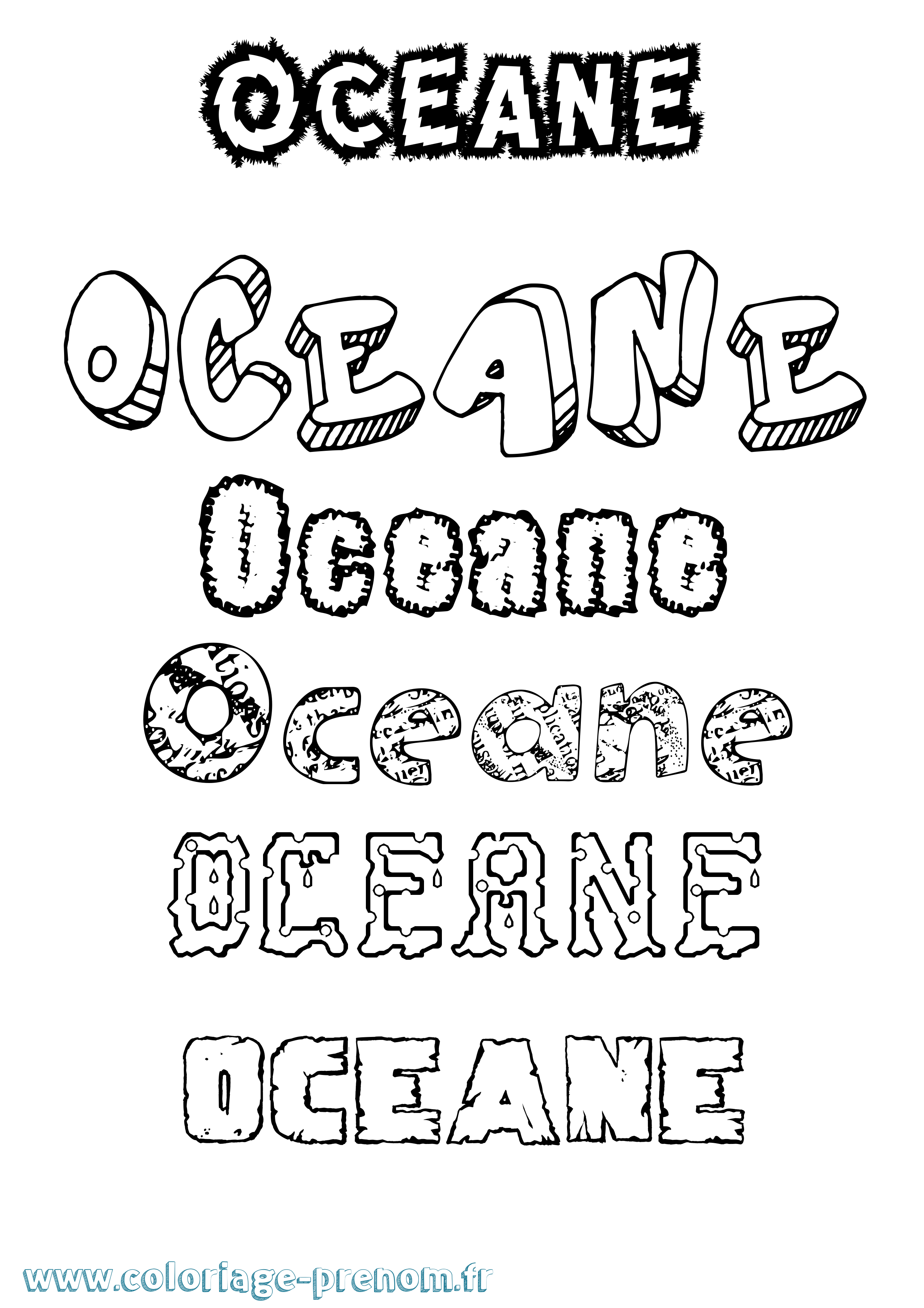 Coloriage Oceane Coloriage prénom Oceane