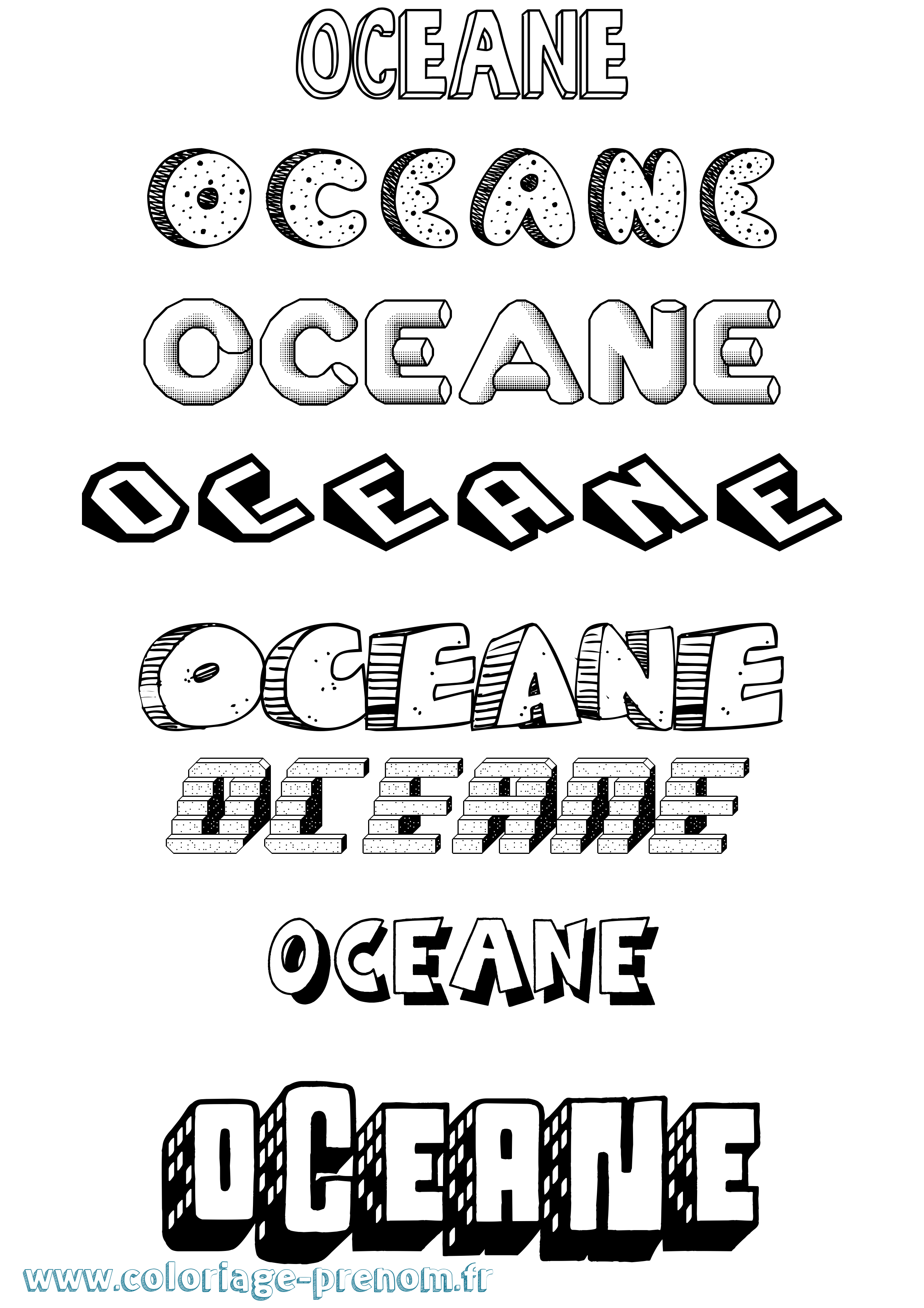 Coloriage Oceane Coloriage prénom Oceane