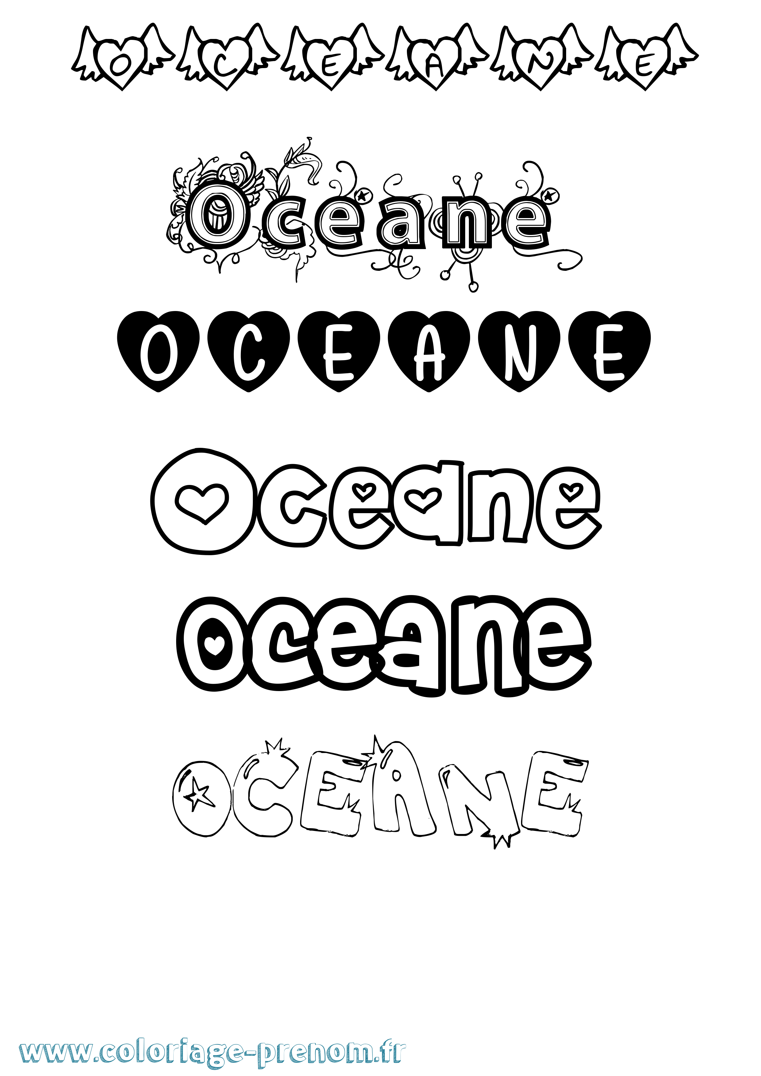 Coloriage Oceane Coloriage prénom Oceane