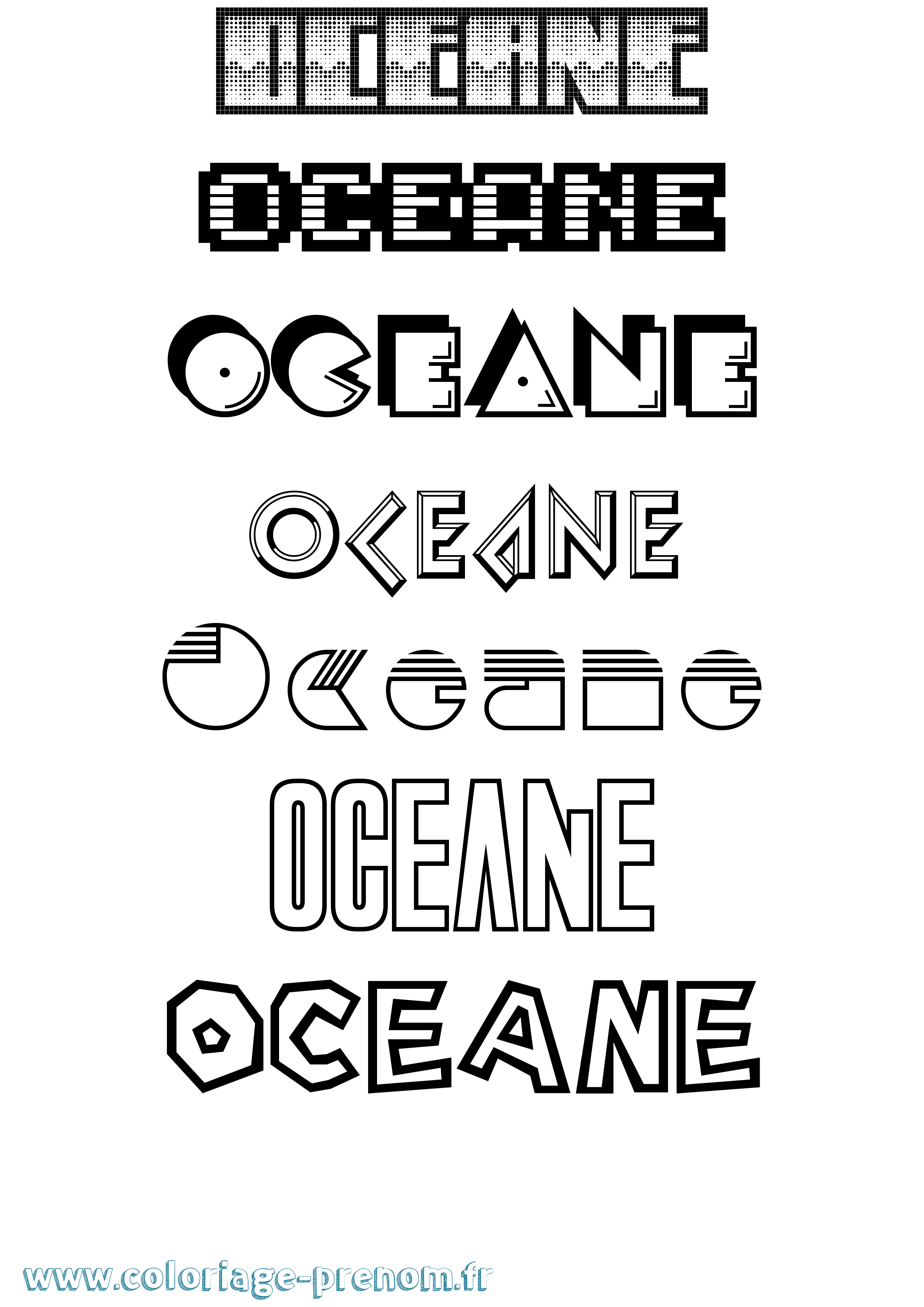 Coloriage Oceane Coloriage prénom Oceane