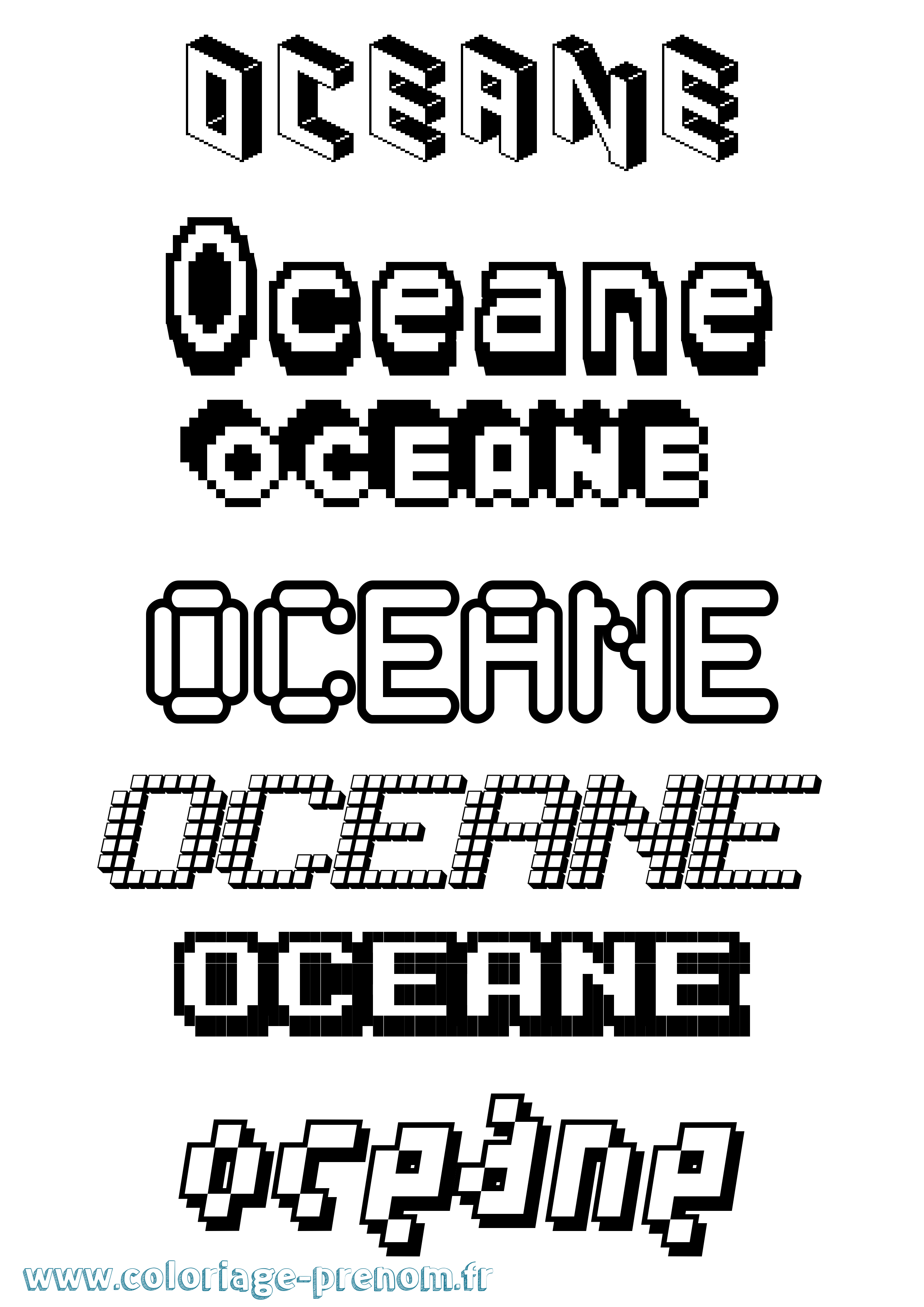 Coloriage prénom Oceane
