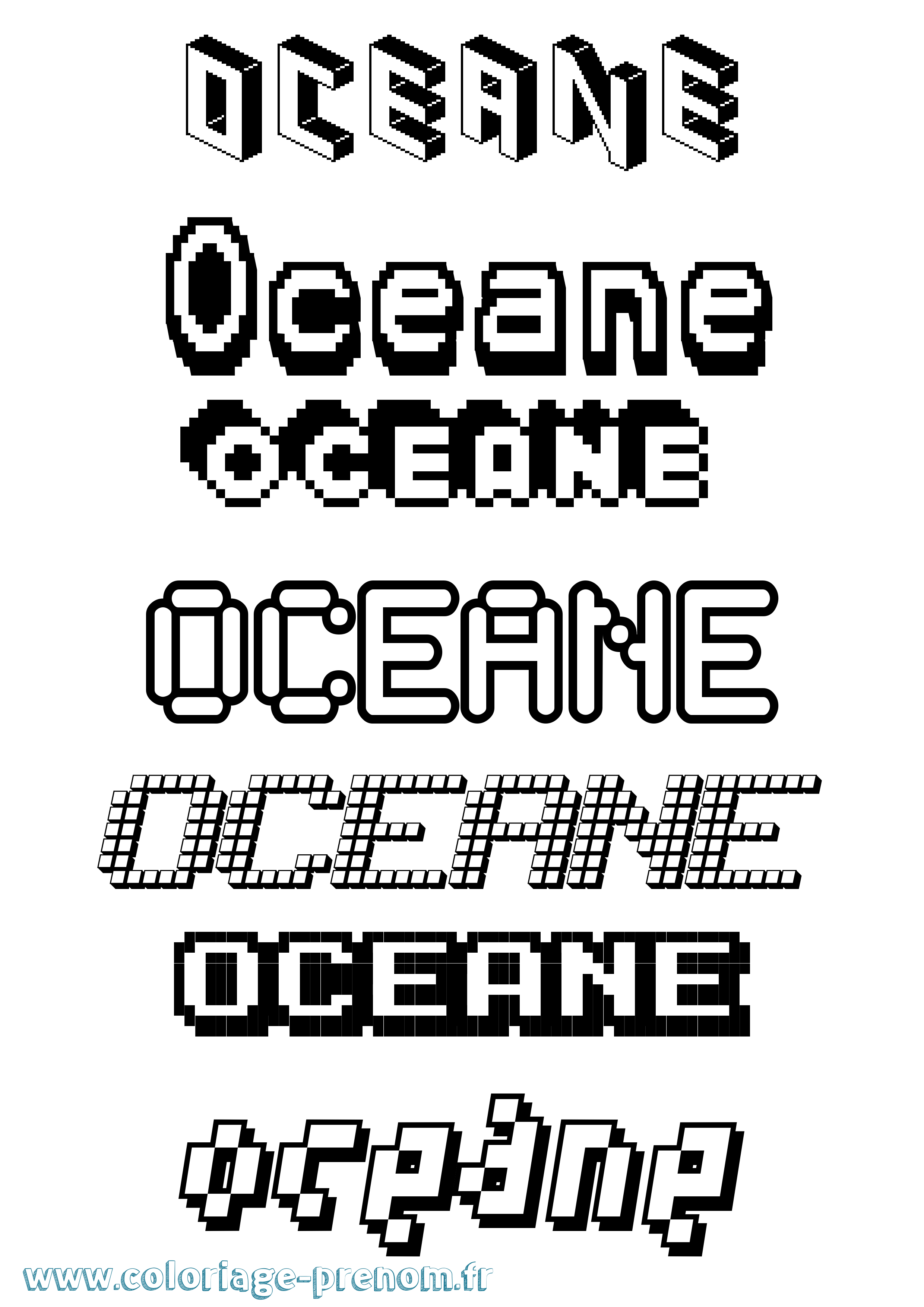 Coloriage Oceane Coloriage prénom Oceane