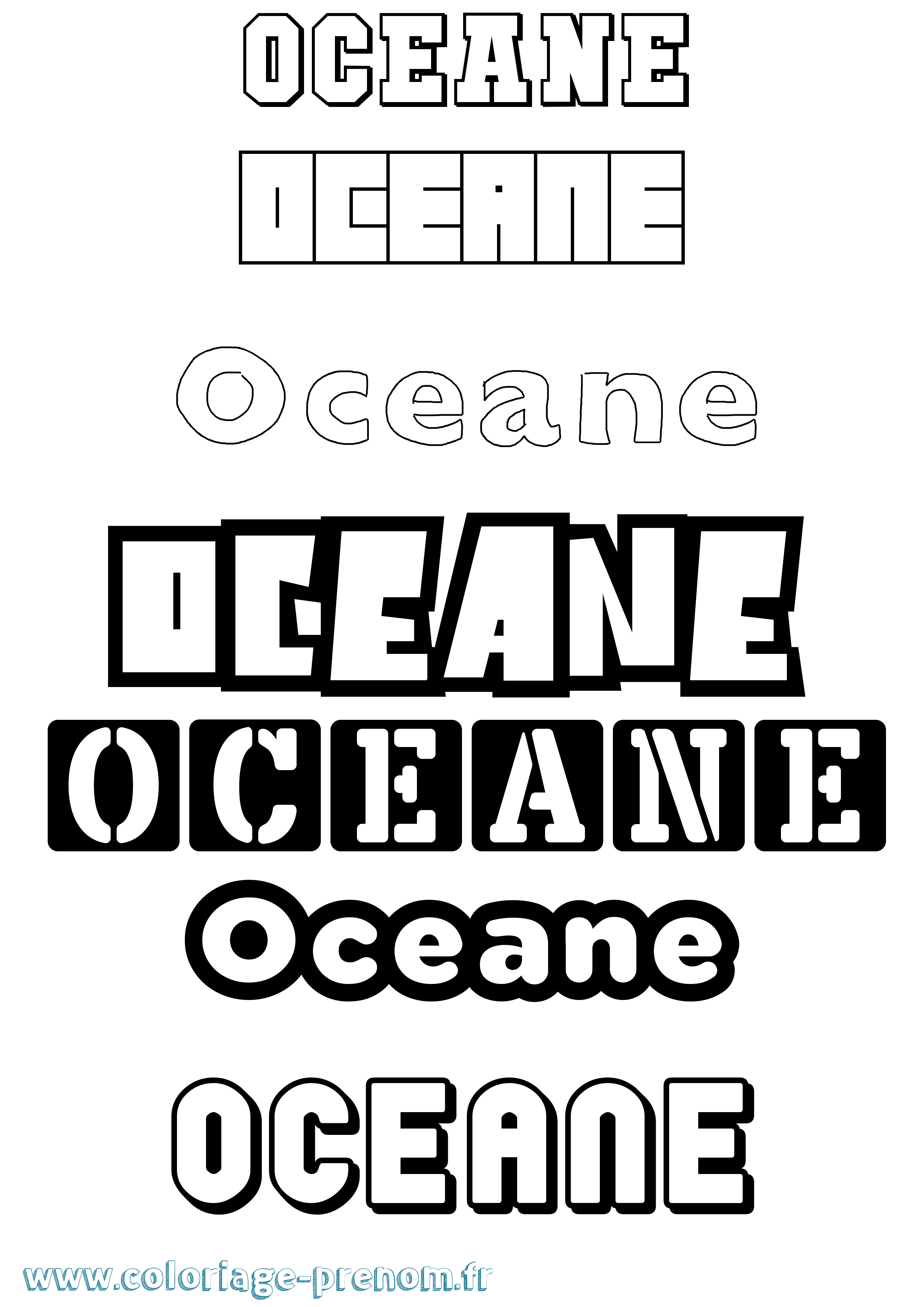 Coloriage Oceane Coloriage prénom Oceane
