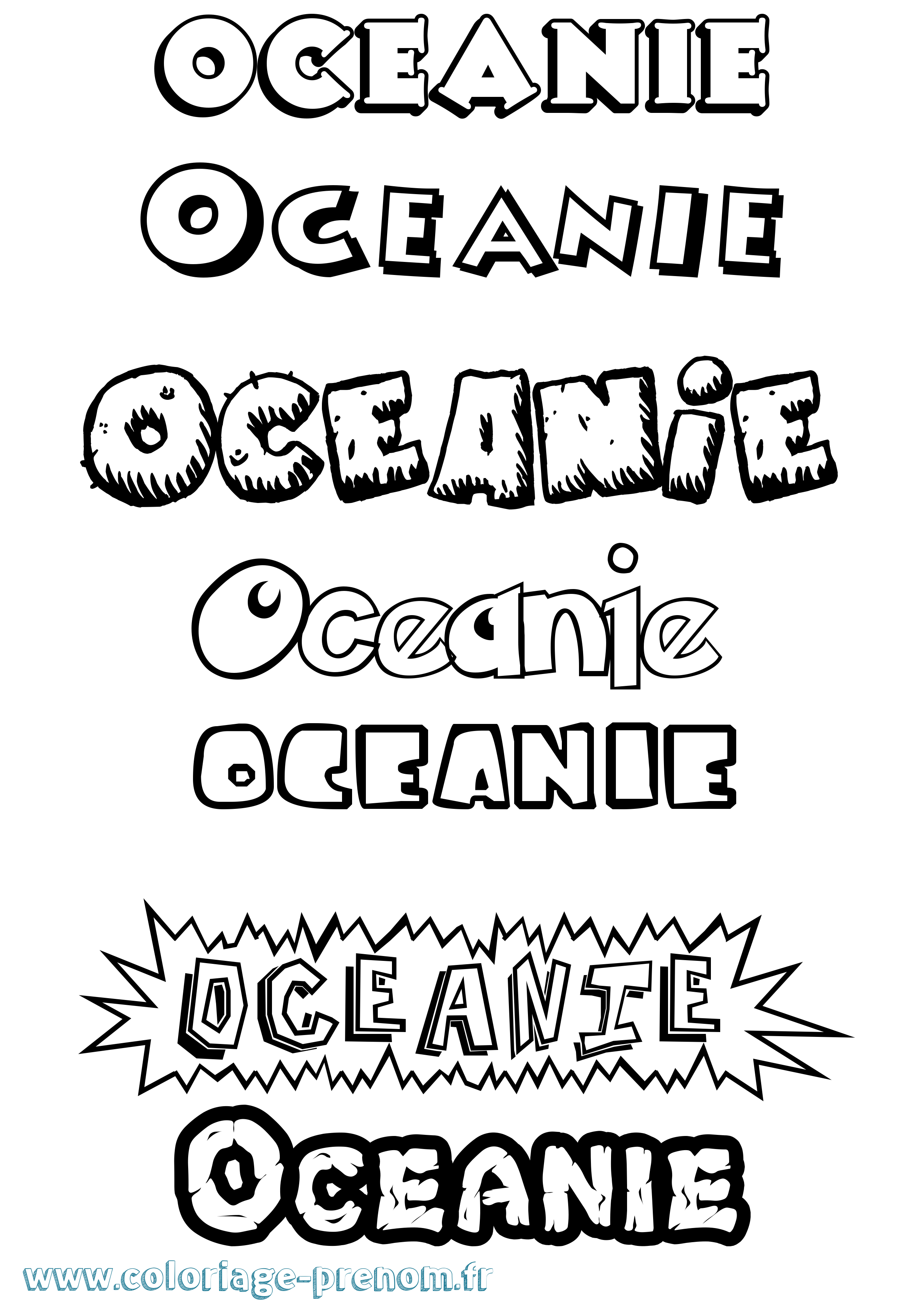 Coloriage prénom Oceanie Dessin Animé