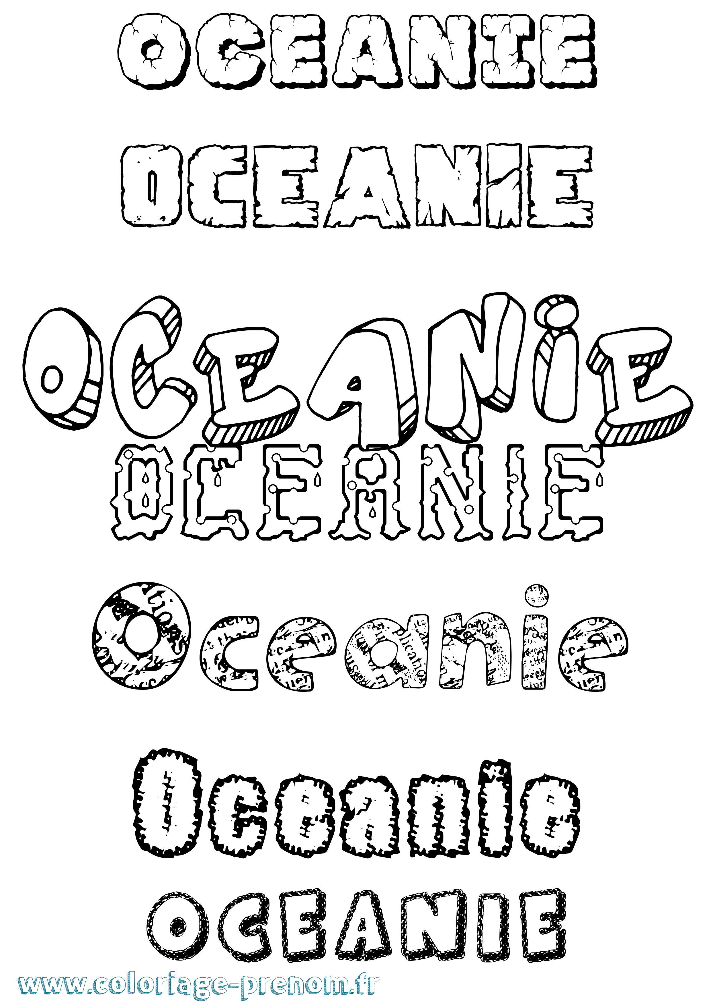 Coloriage prénom Oceanie Destructuré