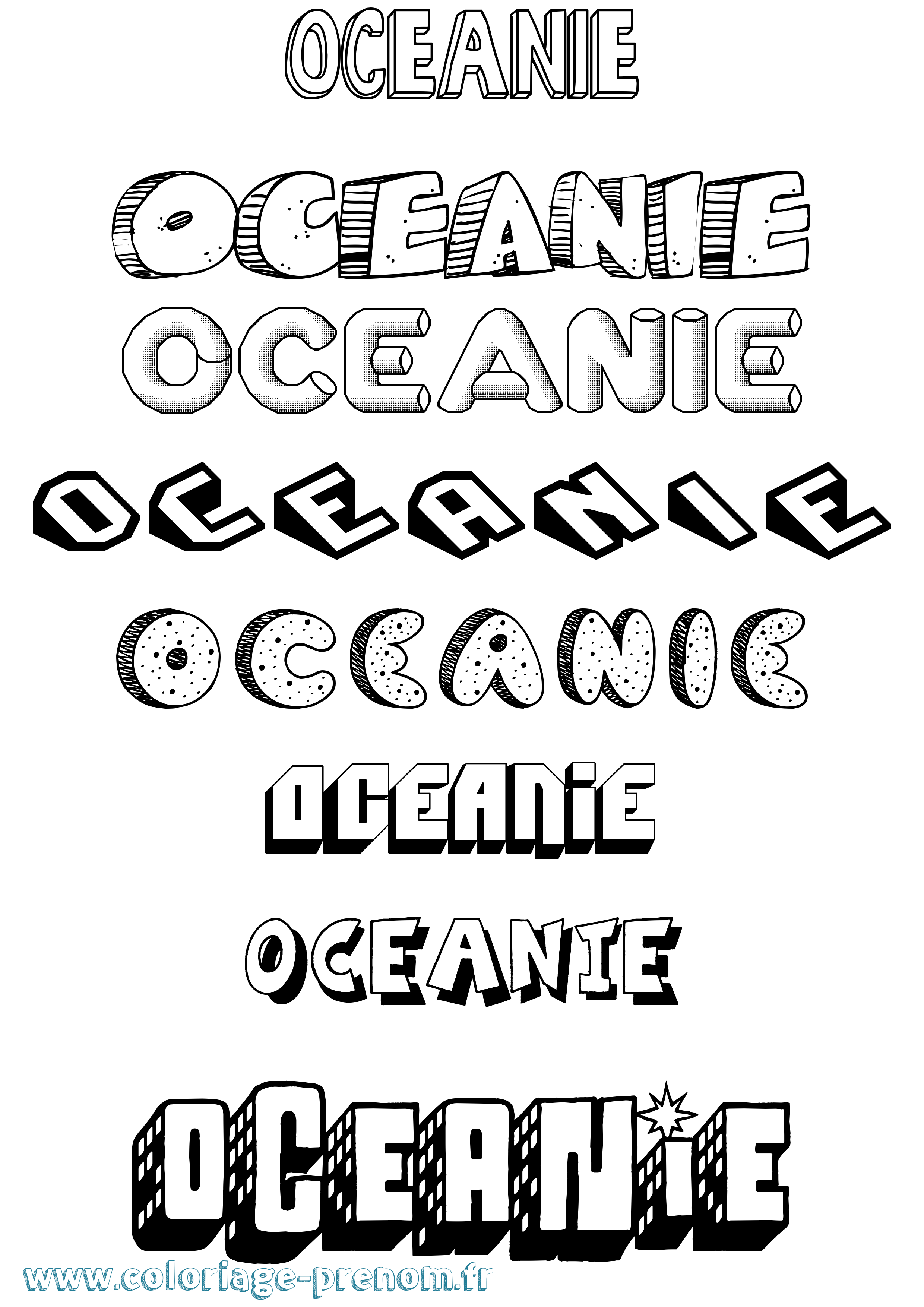 Coloriage prénom Oceanie Effet 3D