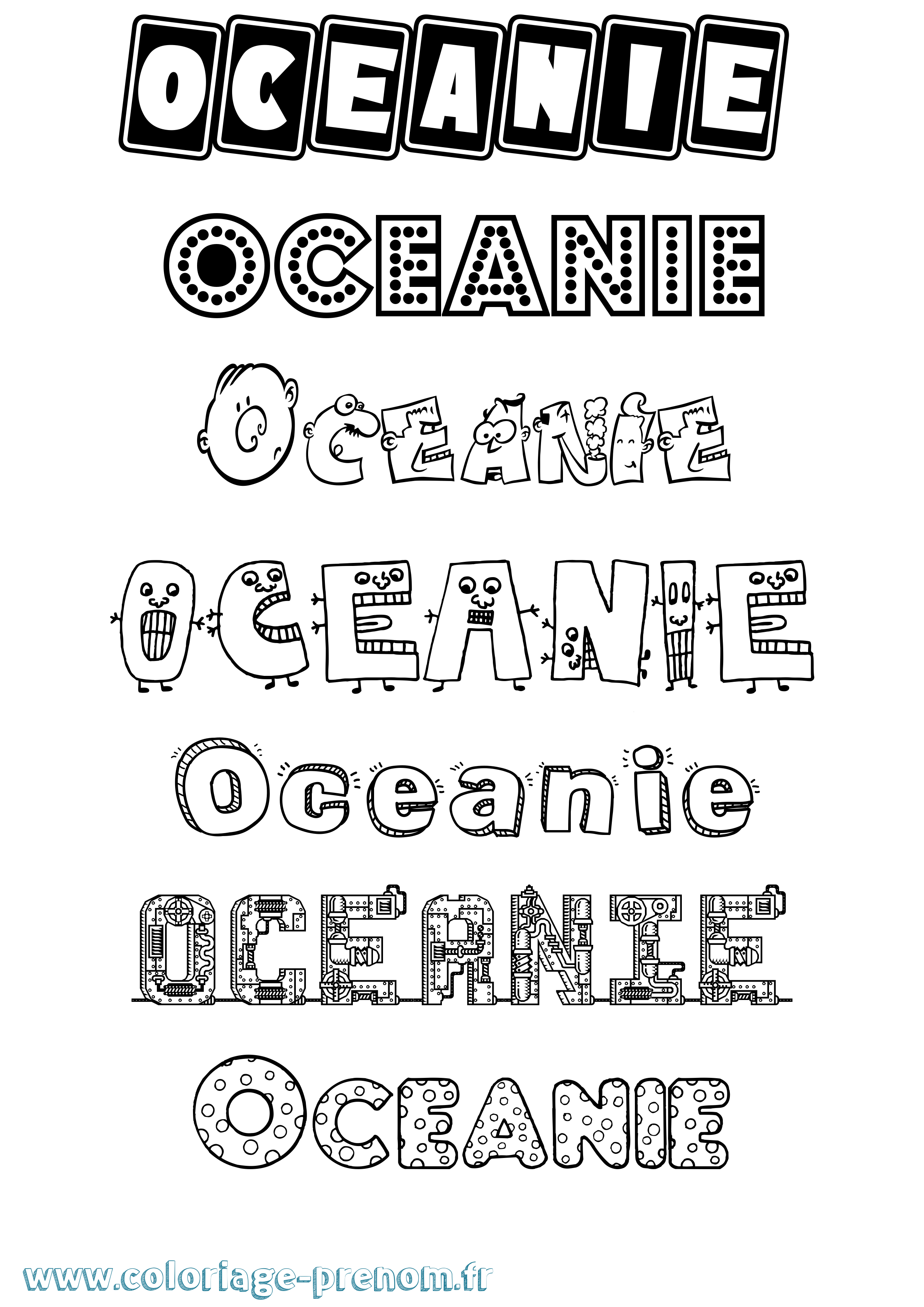 Coloriage prénom Oceanie Fun