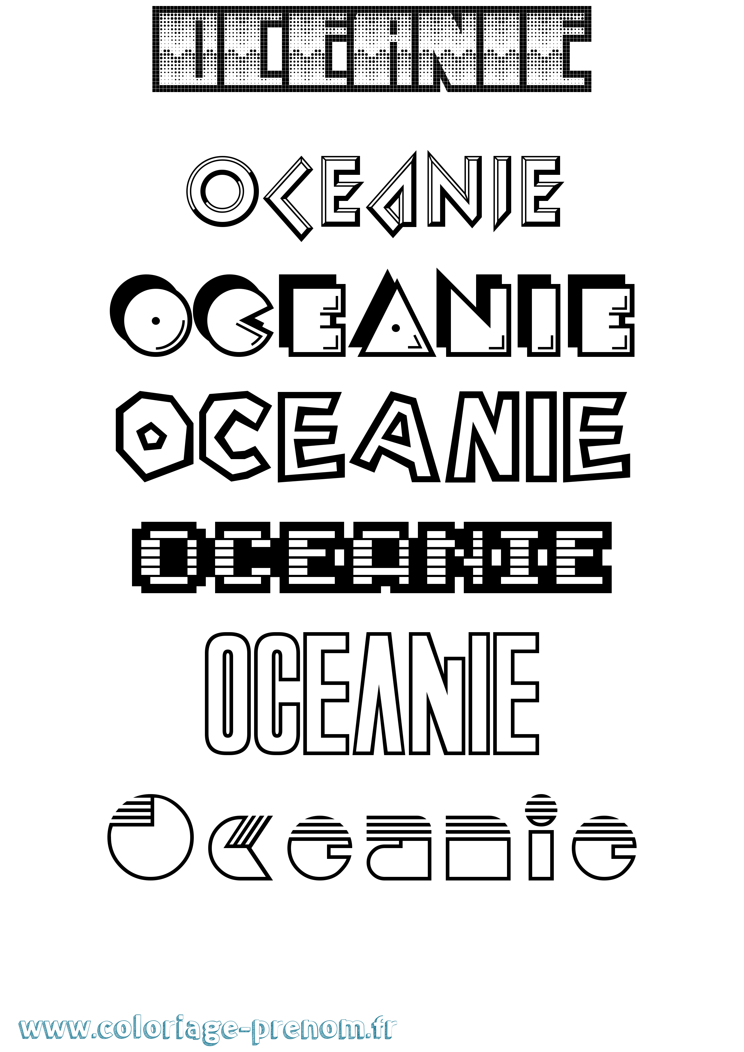 Coloriage prénom Oceanie Jeux Vidéos