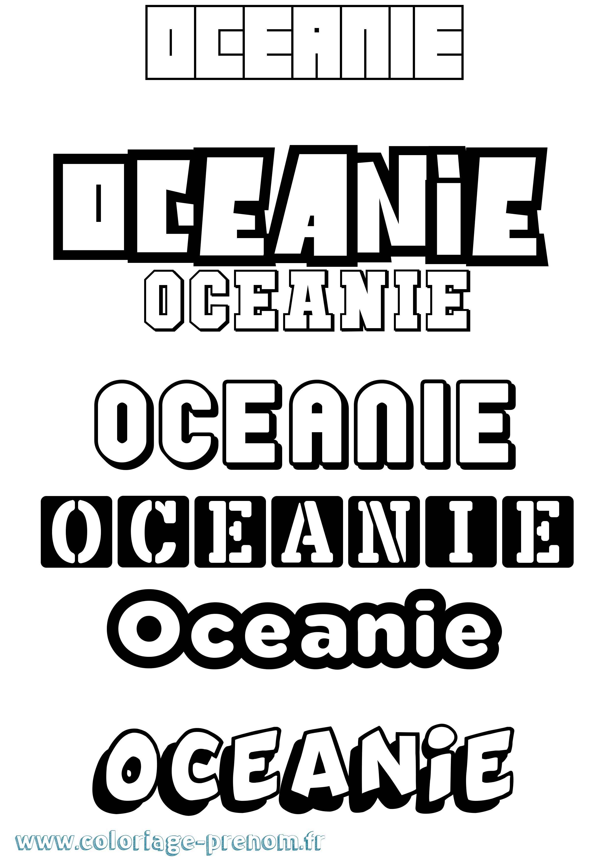 Coloriage prénom Oceanie Simple
