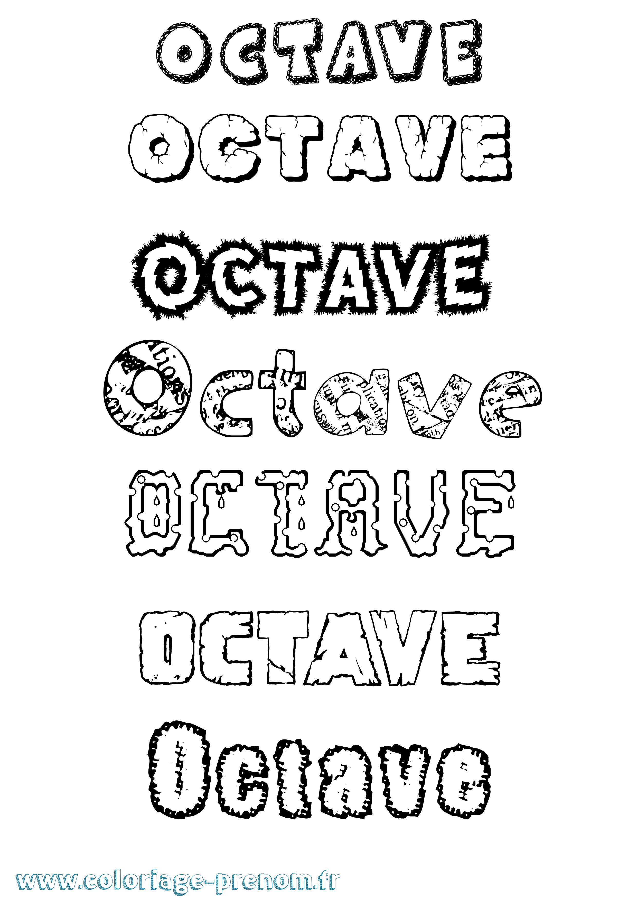 Coloriage prénom Octave Destructuré