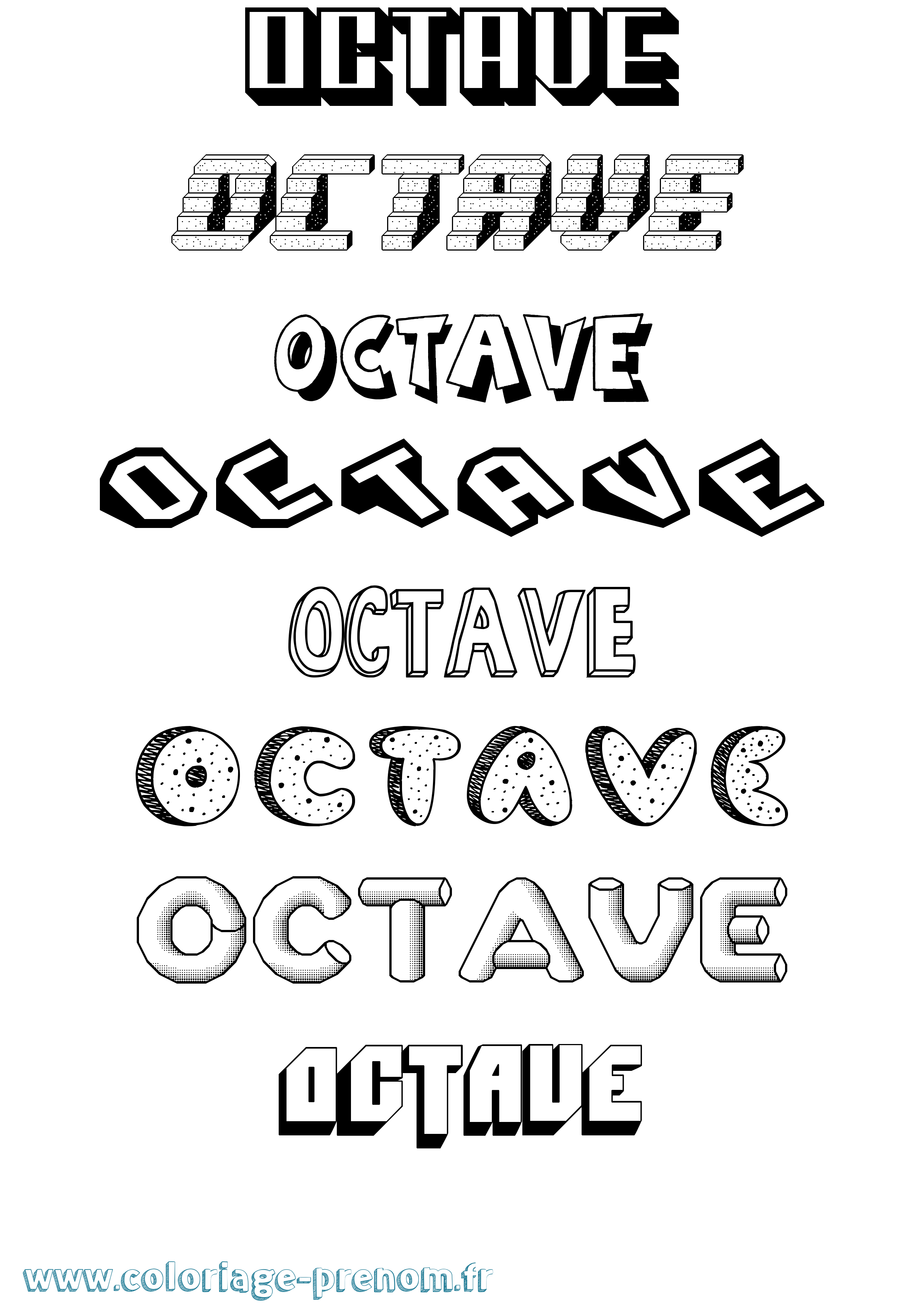 Coloriage prénom Octave Effet 3D