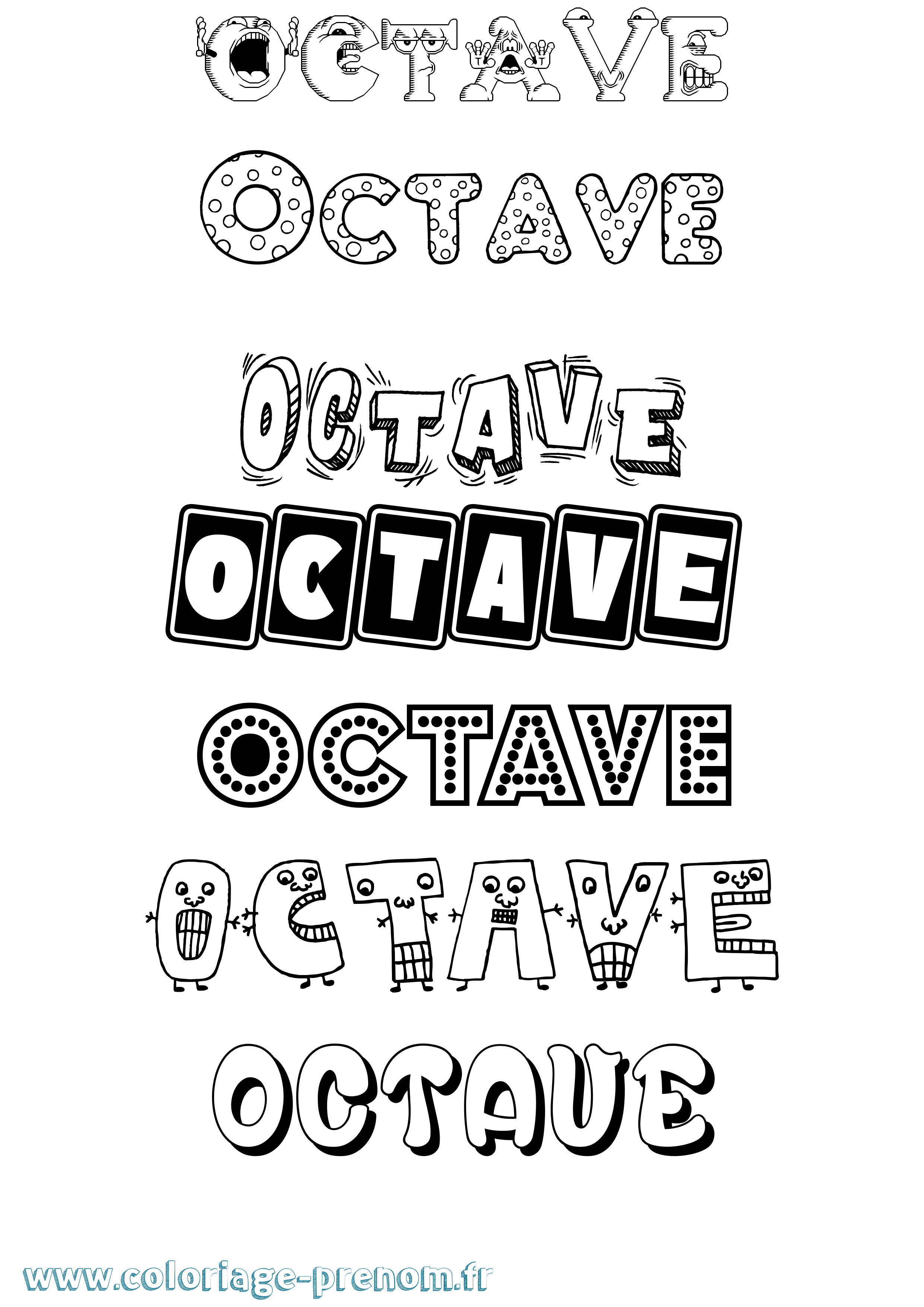 Coloriage prénom Octave Fun