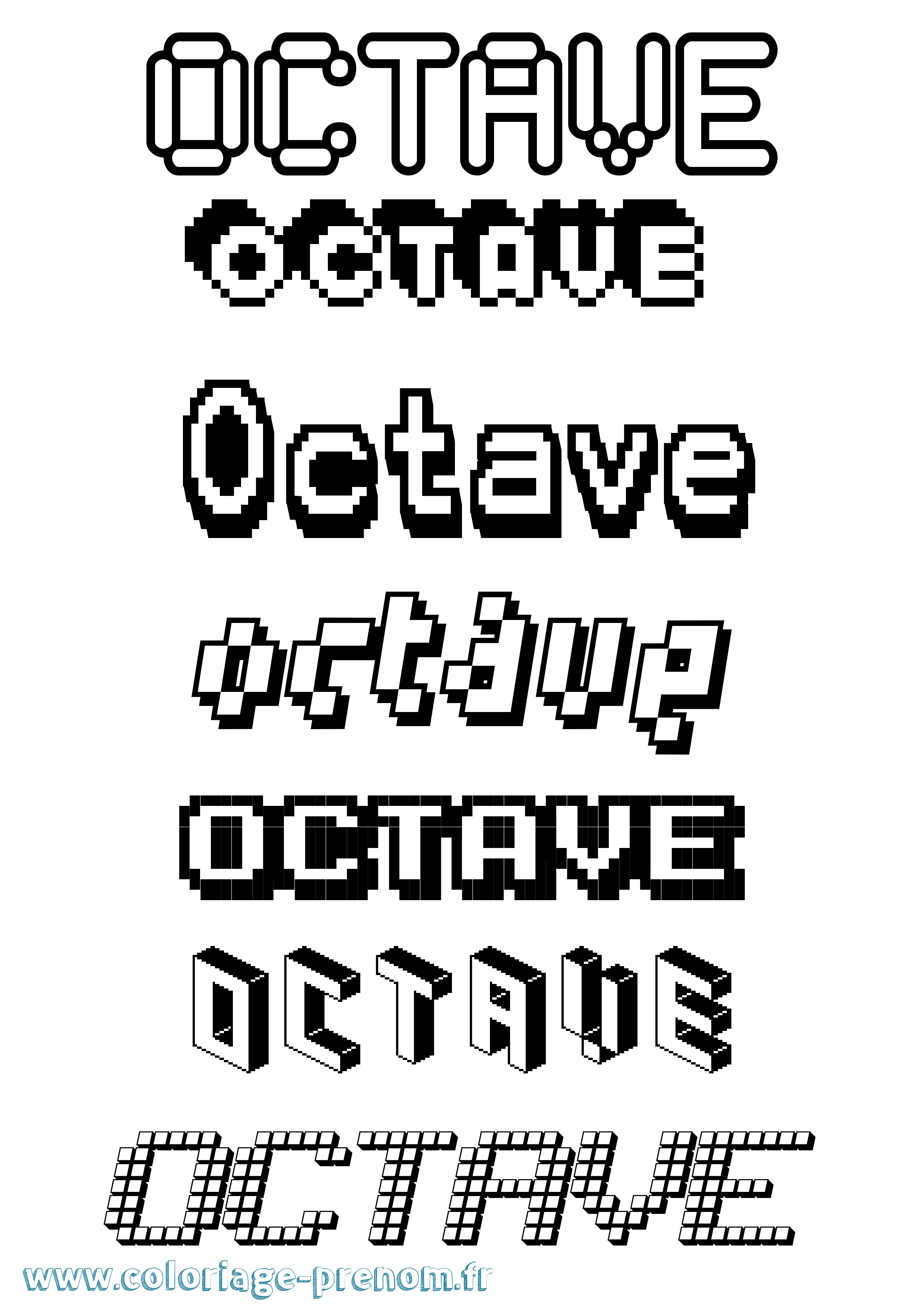 Coloriage prénom Octave Pixel