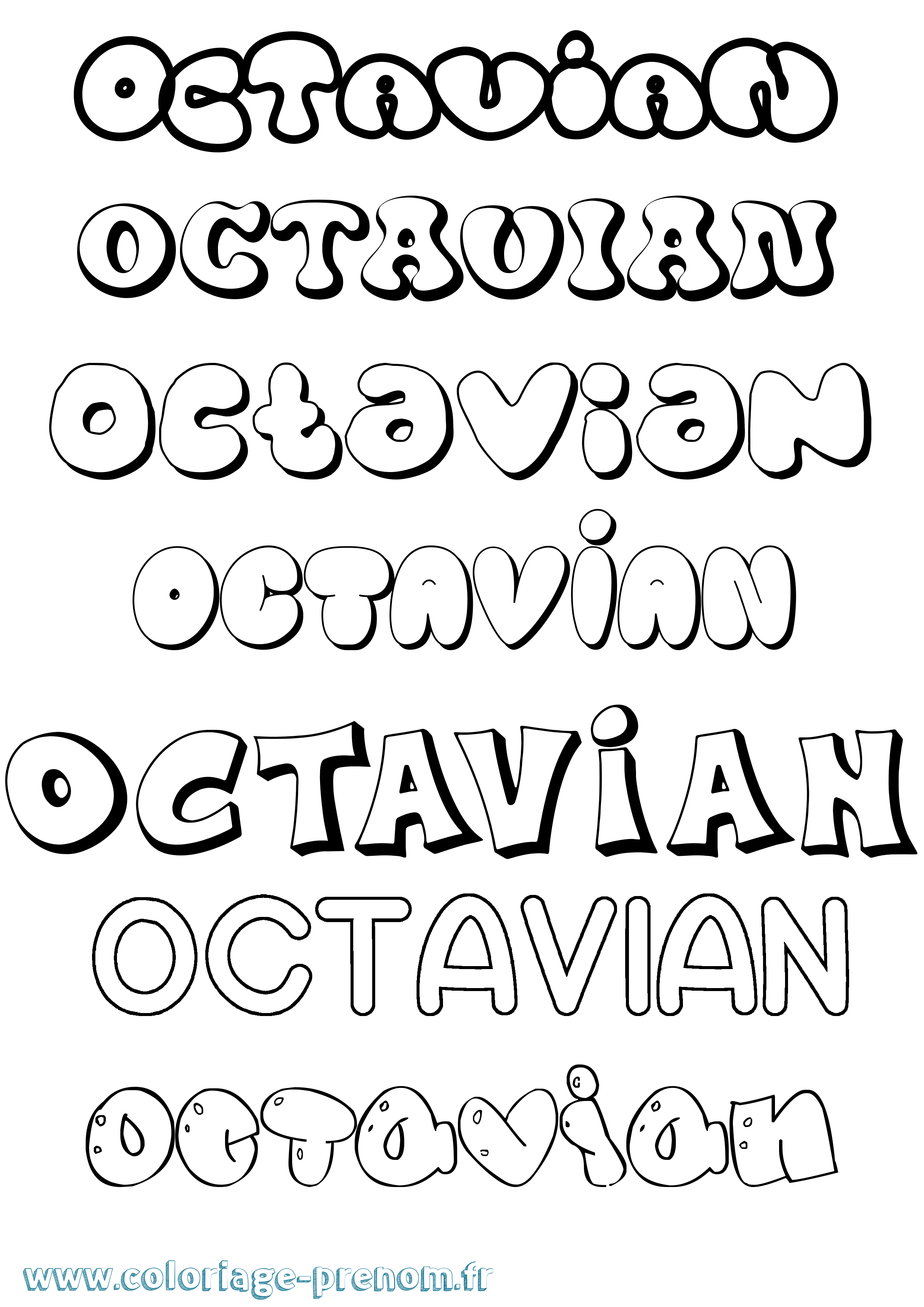Coloriage Octavian Bubble Coloriage prénom Octavian Bubble