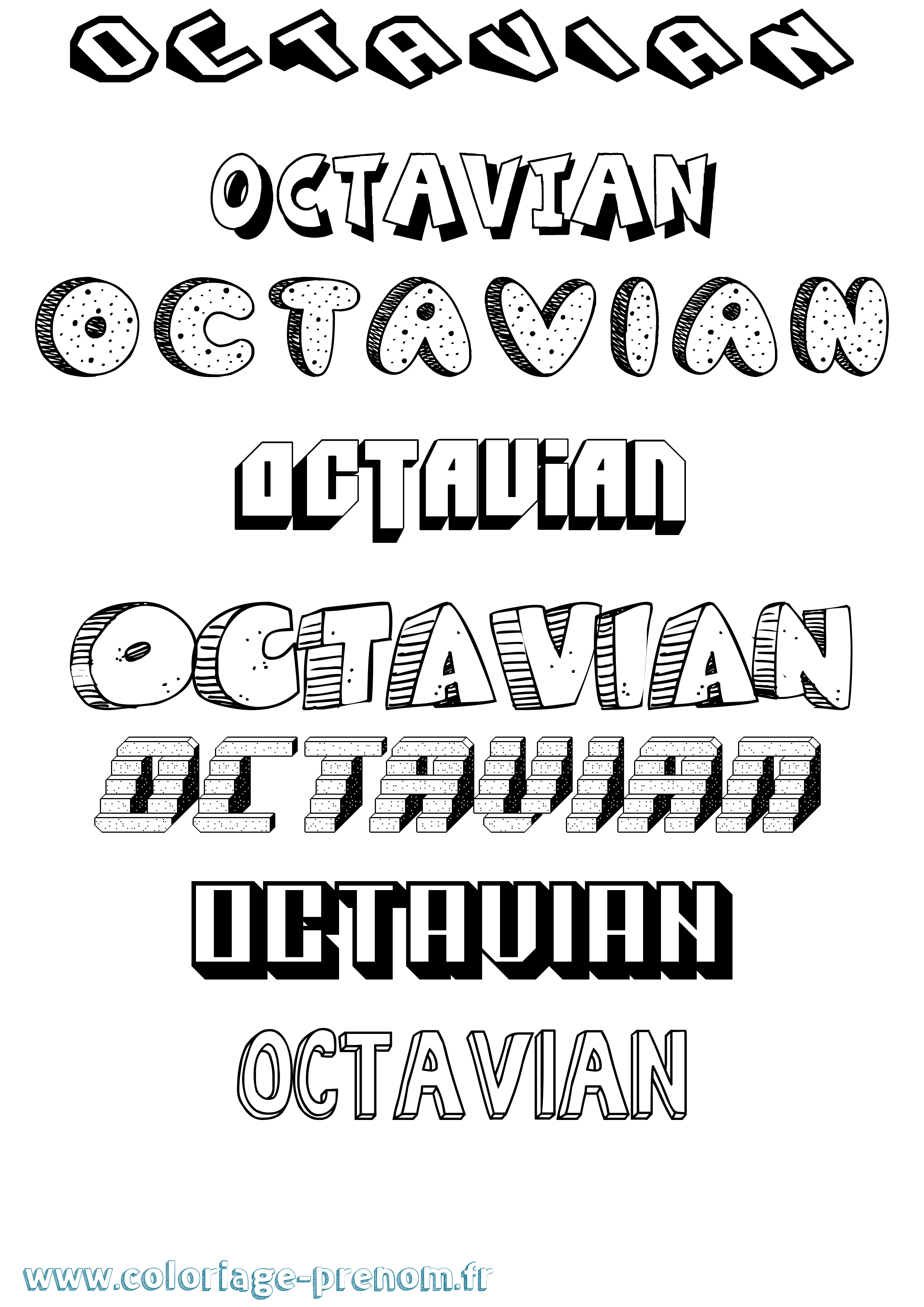 Coloriage Octavian Effet 3D Coloriage prénom Octavian Effet 3D