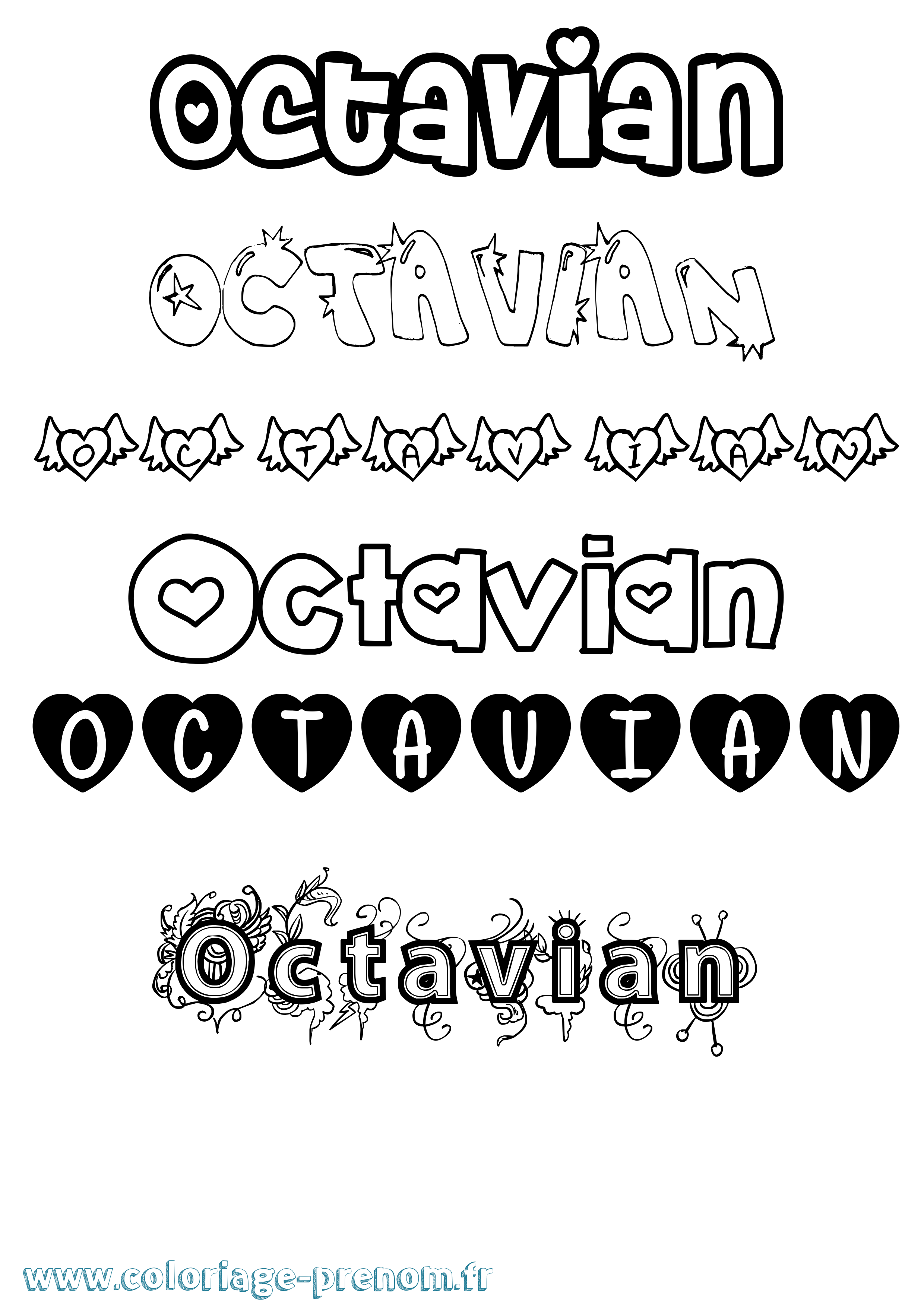 Coloriage Octavian Girly Coloriage prénom Octavian Girly