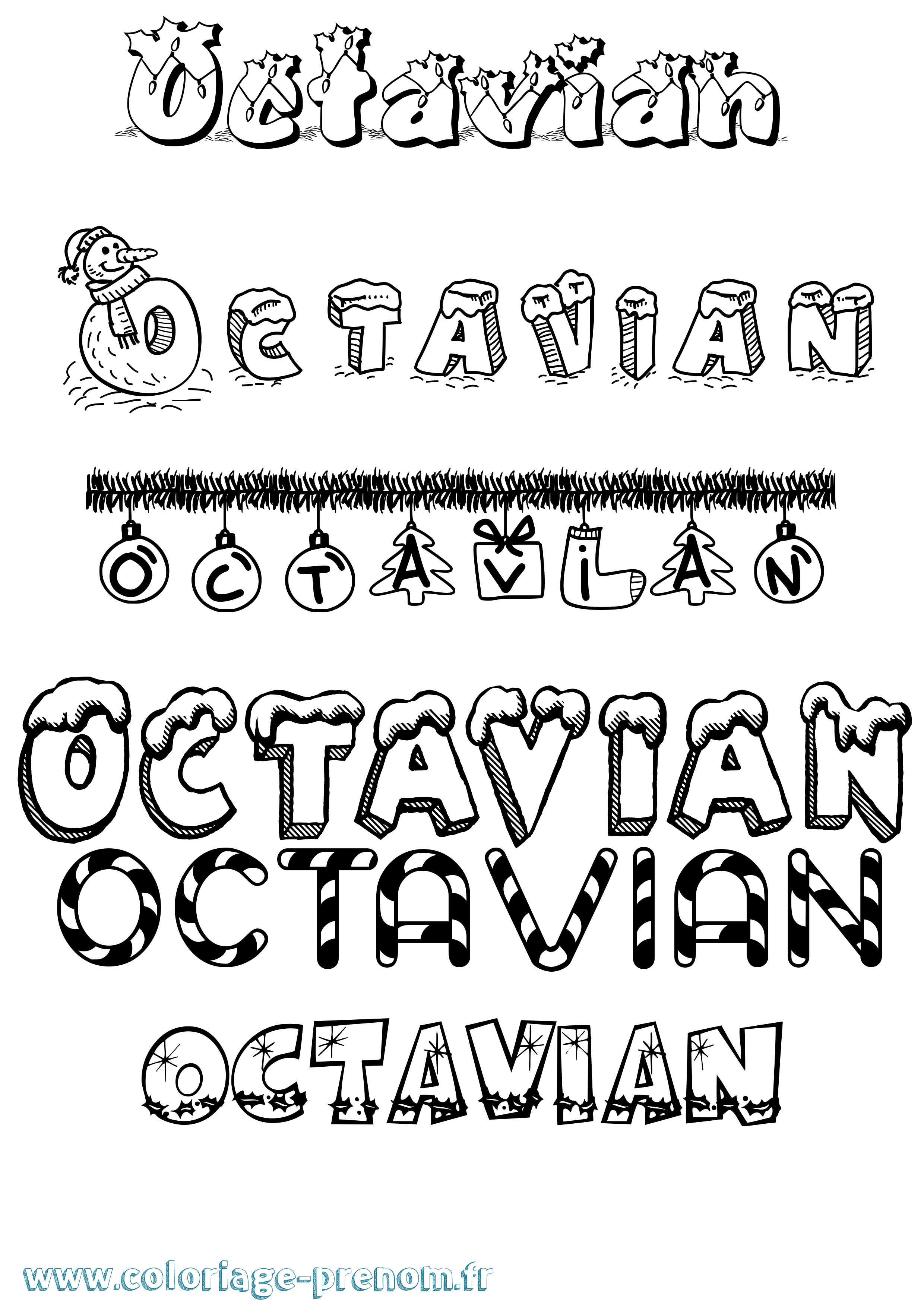 Coloriage Octavian Noël Coloriage prénom Octavian Noël