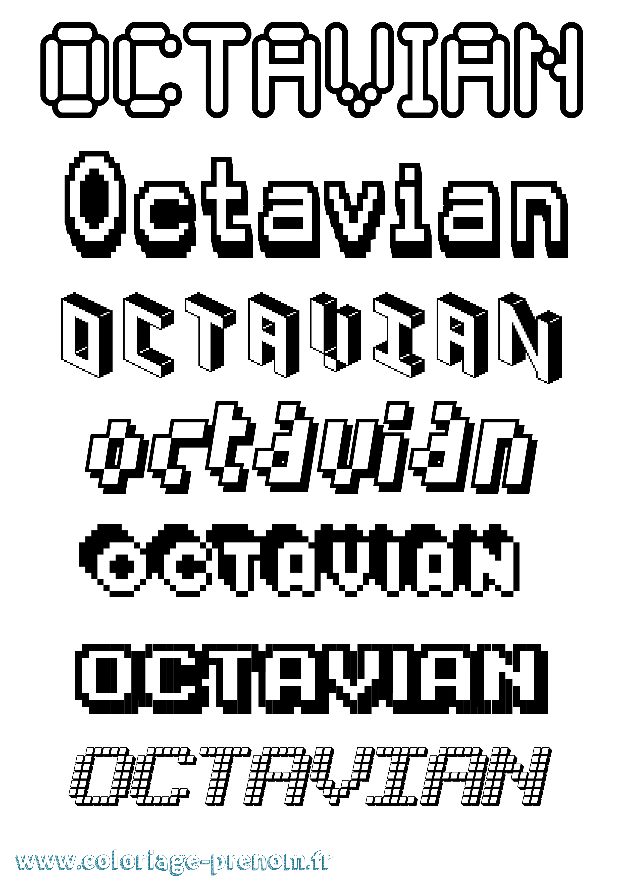 Coloriage Octavian Pixel Coloriage prénom Octavian Pixel