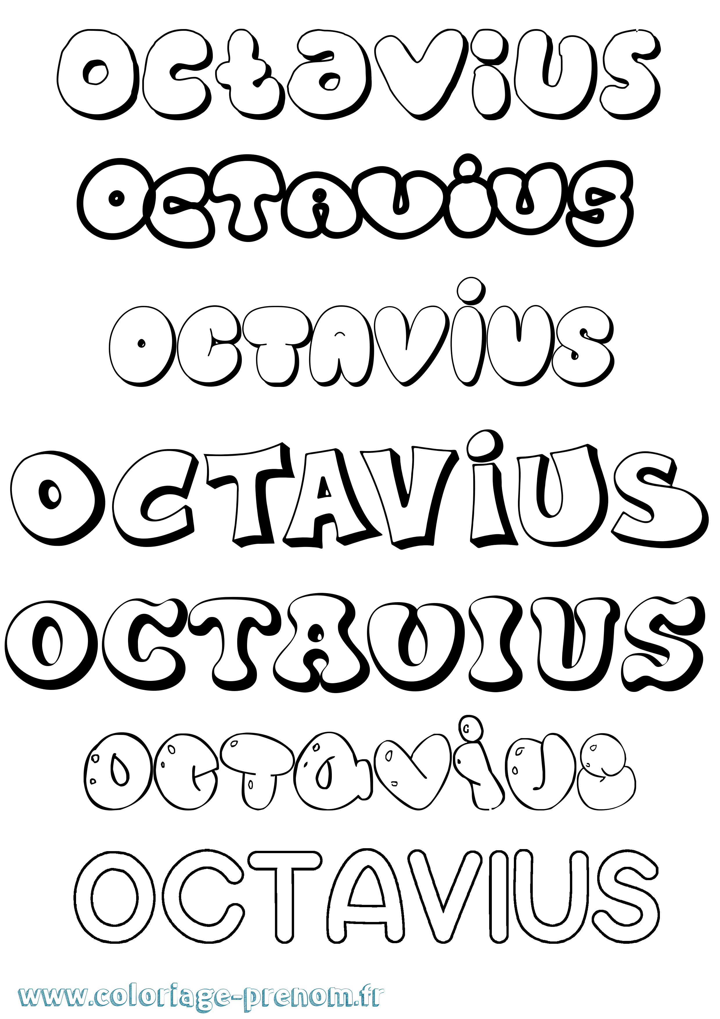 Coloriage Octavius Bubble Coloriage prénom Octavius Bubble