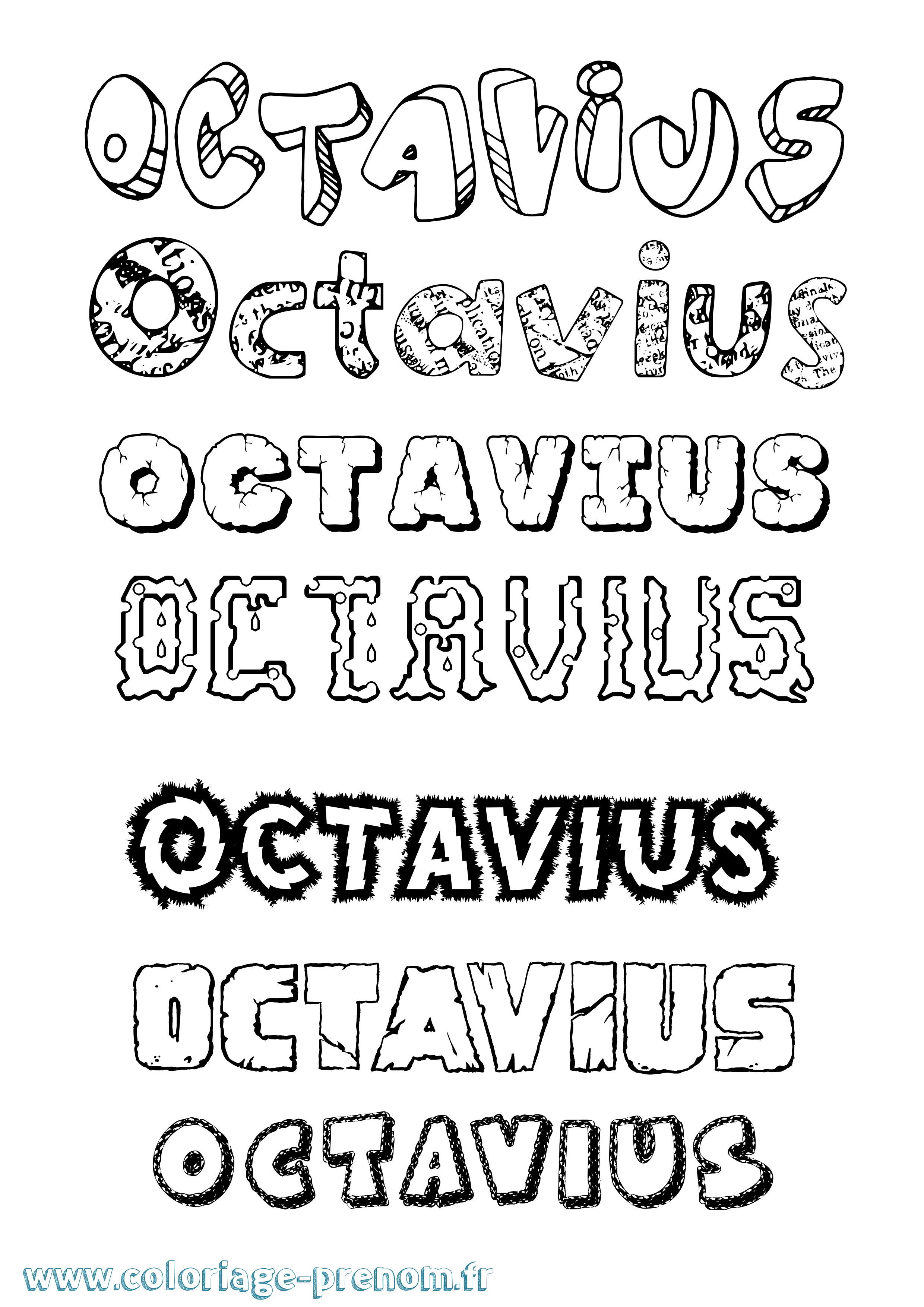 Coloriage Octavius Destructuré Coloriage prénom Octavius Destructuré