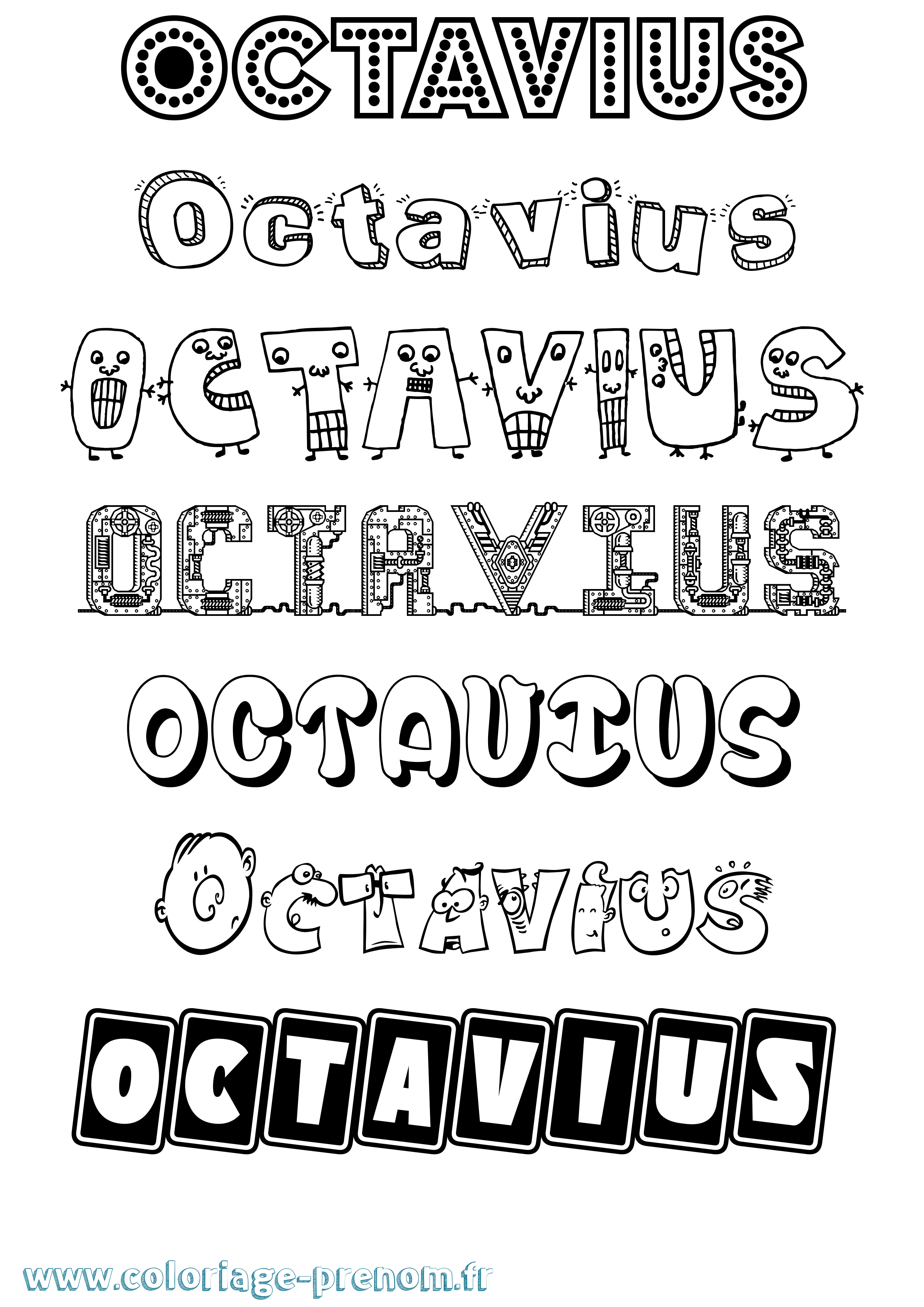 Coloriage Octavius Fun Coloriage prénom Octavius Fun