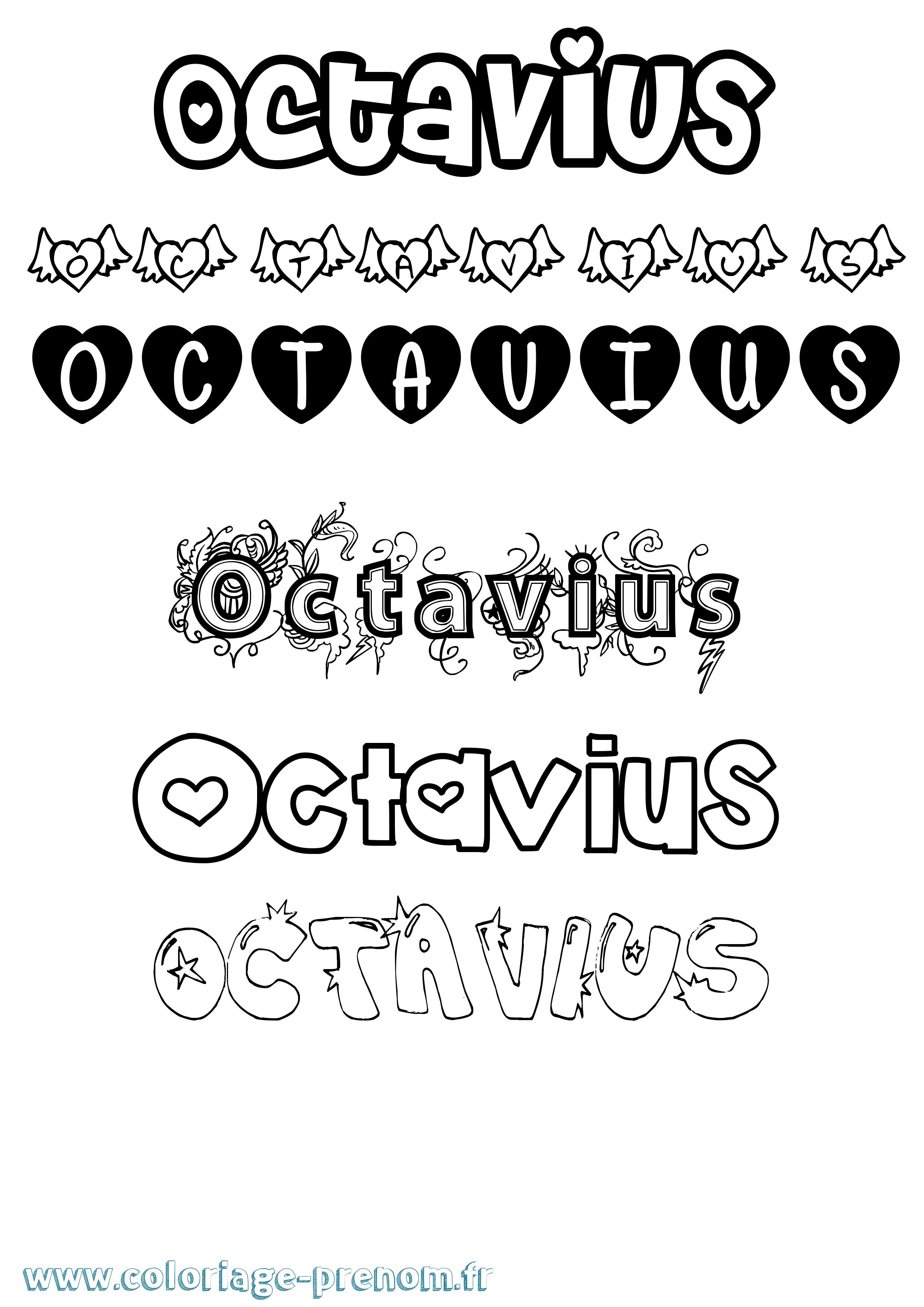 Coloriage Octavius Girly Coloriage prénom Octavius Girly