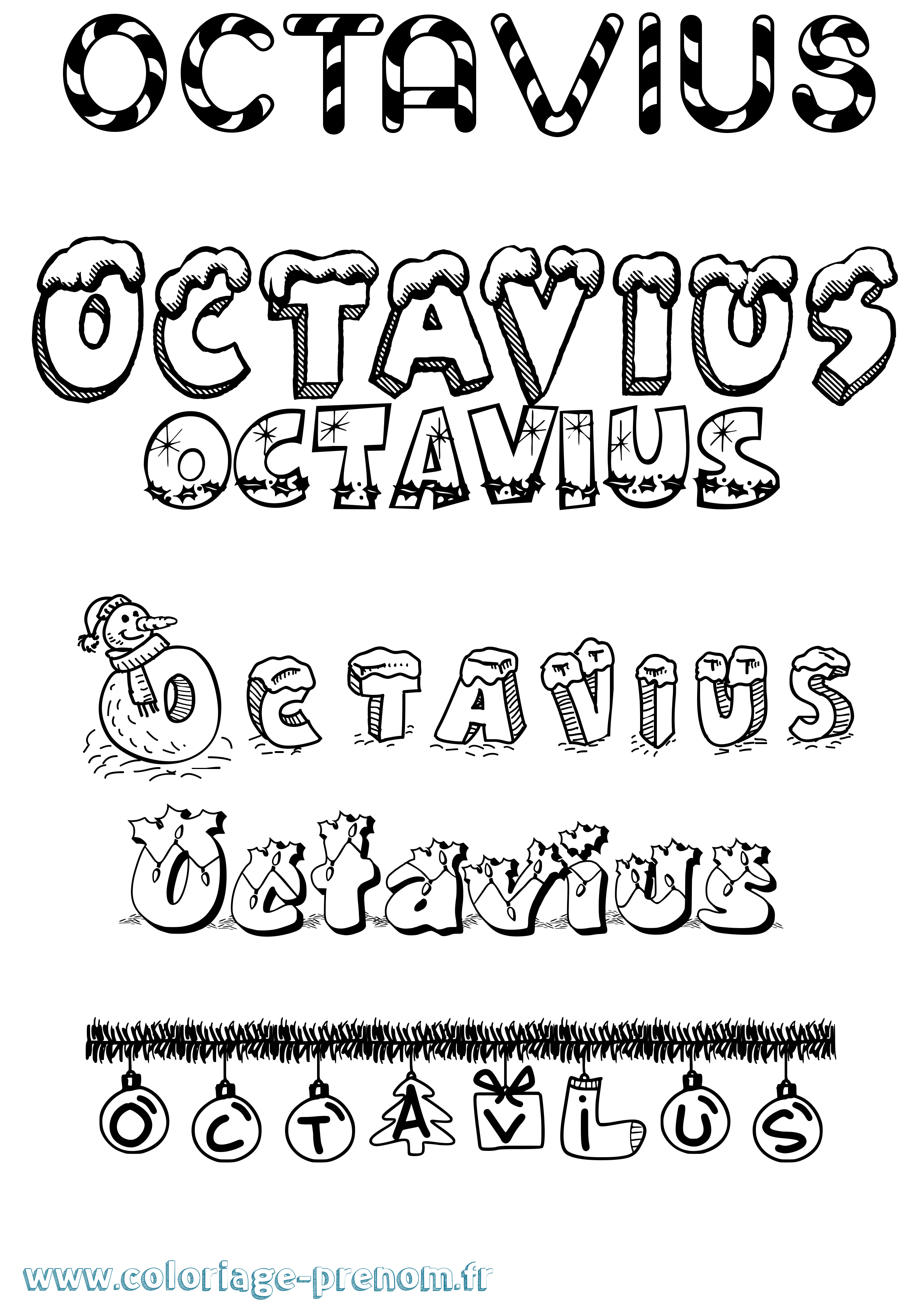 Coloriage Octavius Noël Coloriage prénom Octavius Noël