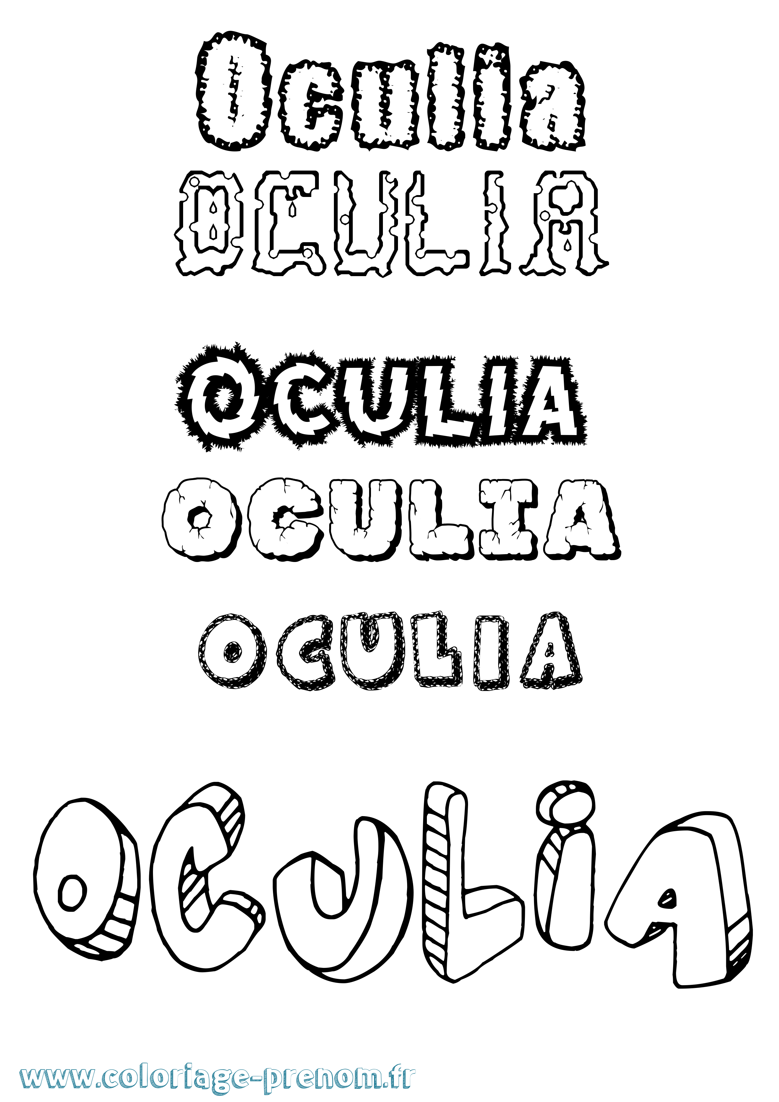 Coloriage Oculia Destructuré Coloriage prénom Oculia Destructuré