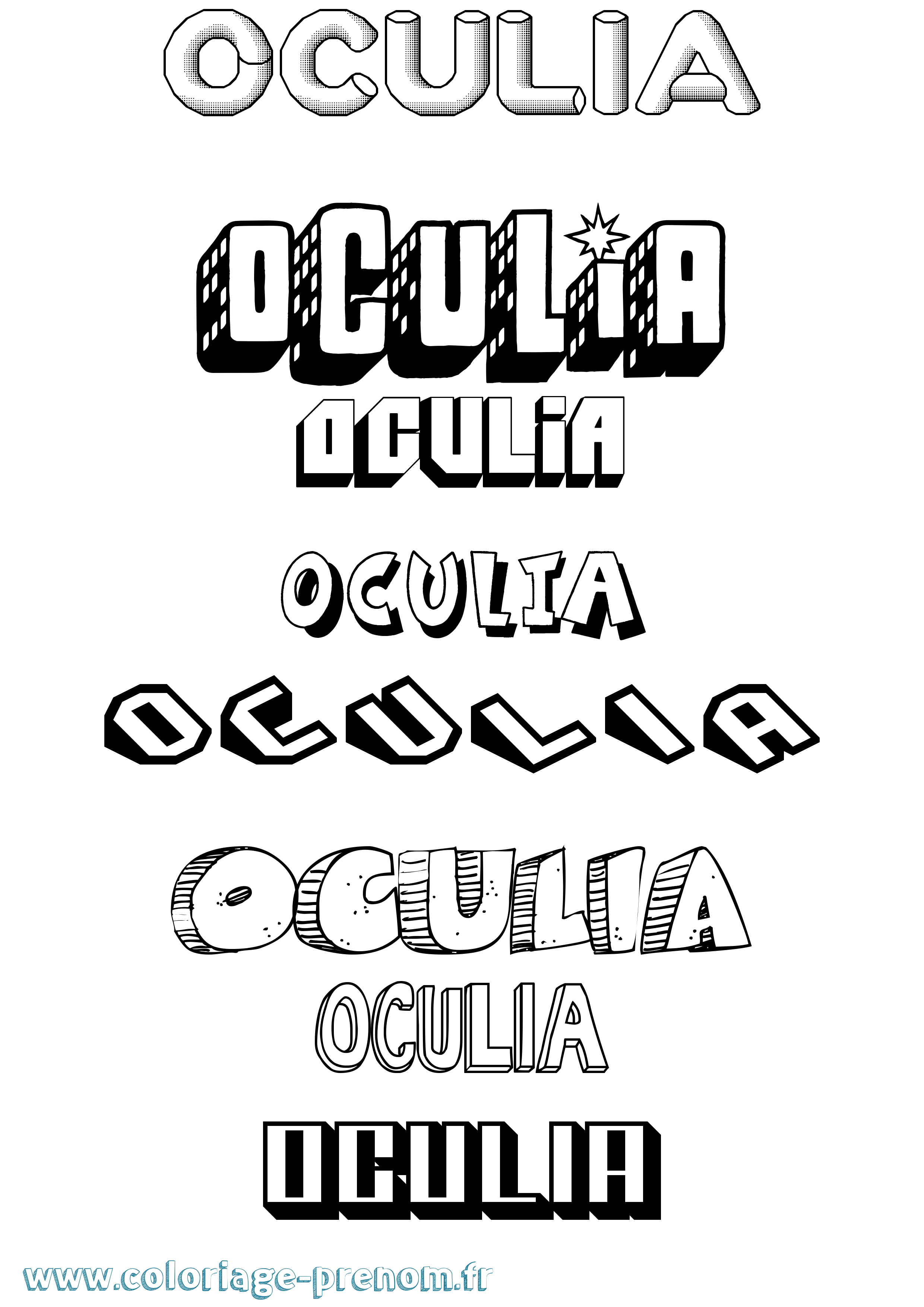 Coloriage Oculia Effet 3D Coloriage prénom Oculia Effet 3D