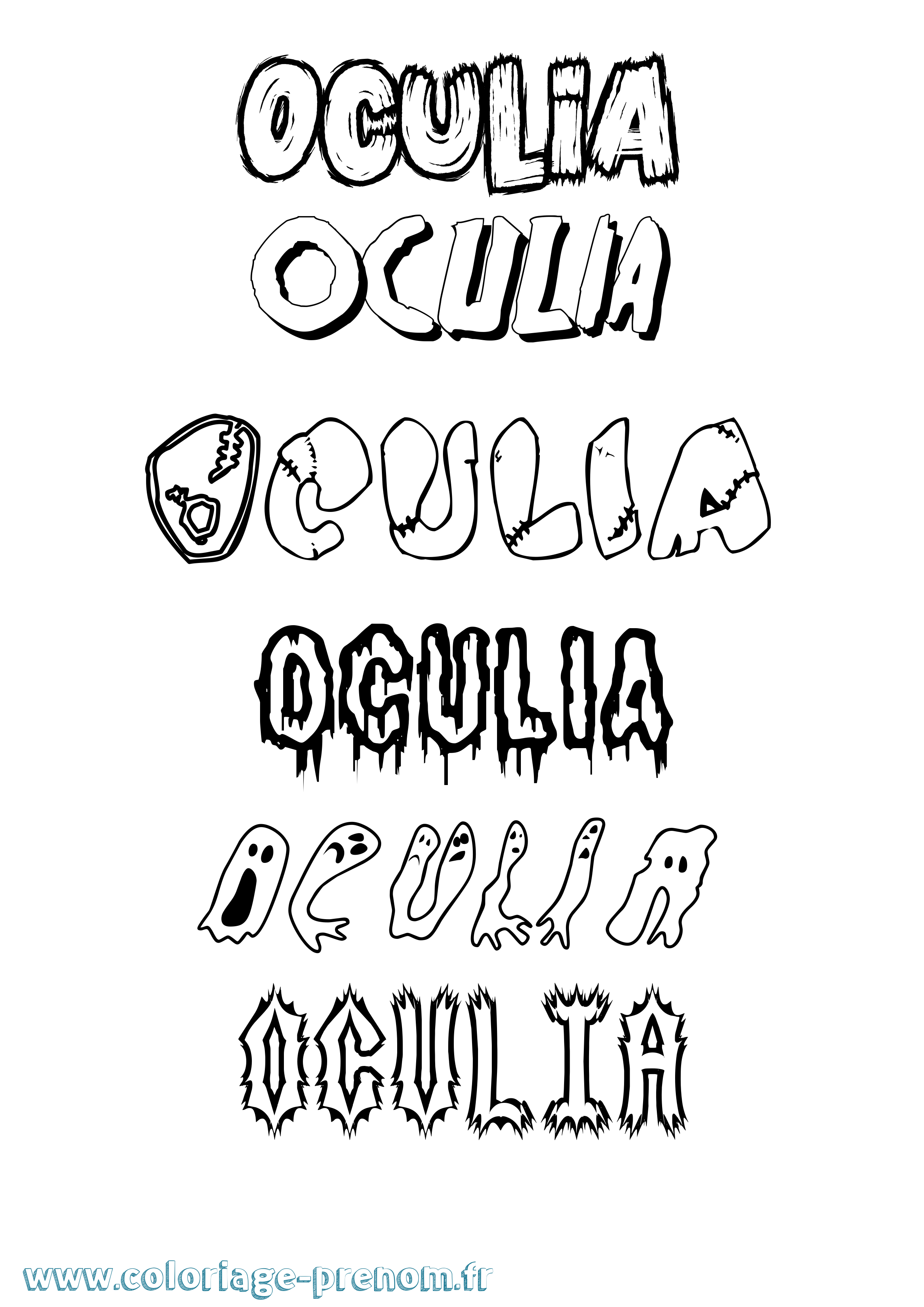 Coloriage Oculia Frisson Coloriage prénom Oculia Frisson