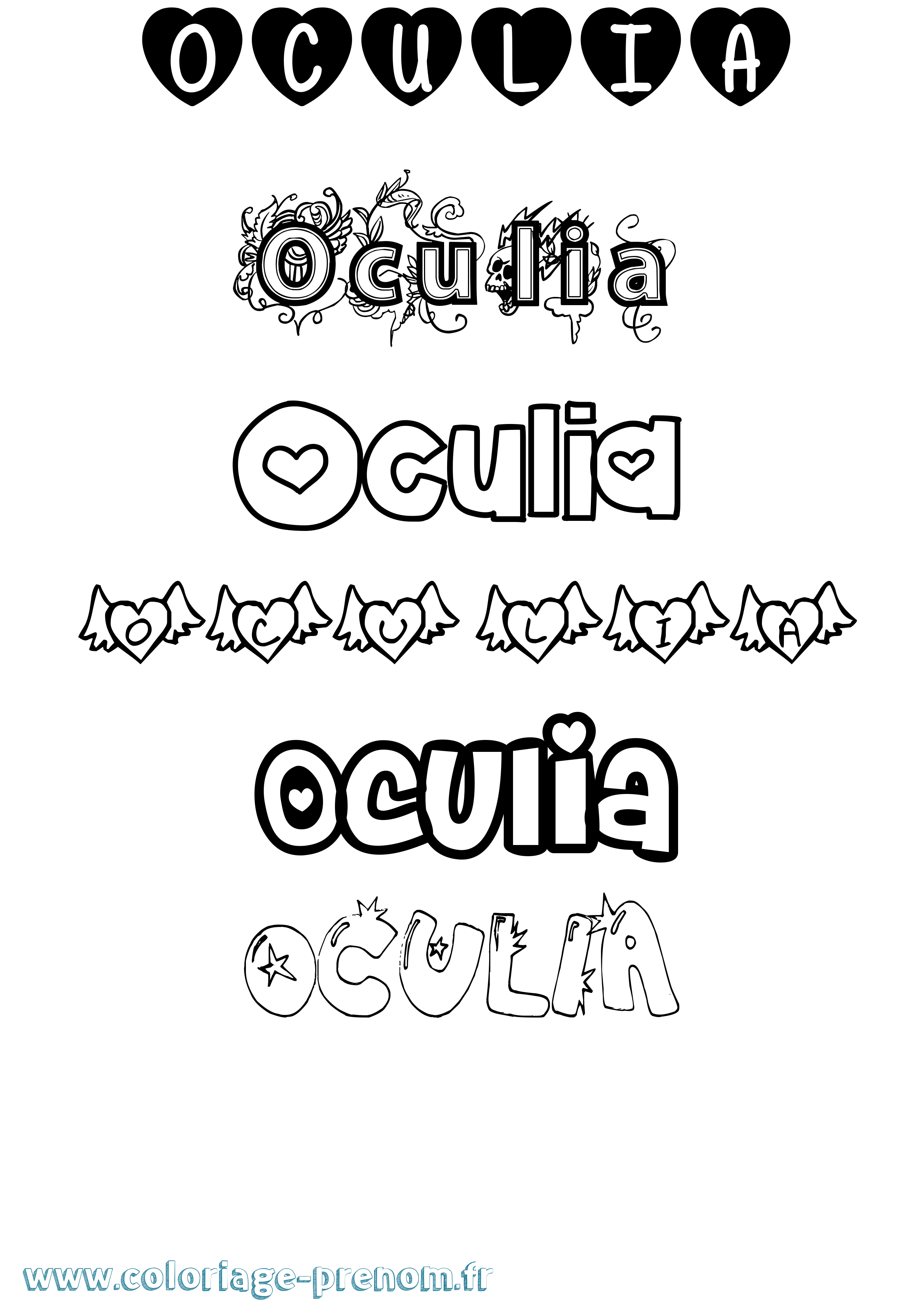 Coloriage Oculia Girly Coloriage prénom Oculia Girly